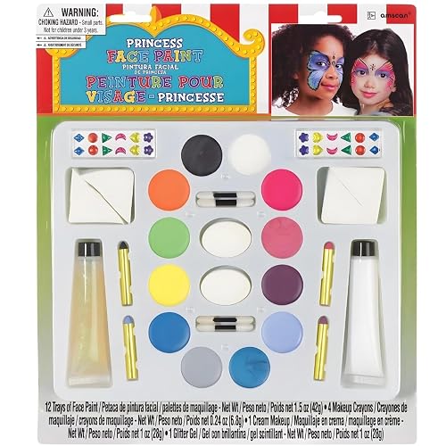 Multicolor Princess Face & Body Paint Kit (14" x 12") - 1 Count - Non-Toxic & Kid-Safe - Perfect For Parties, Dress-Up & Creative Play
