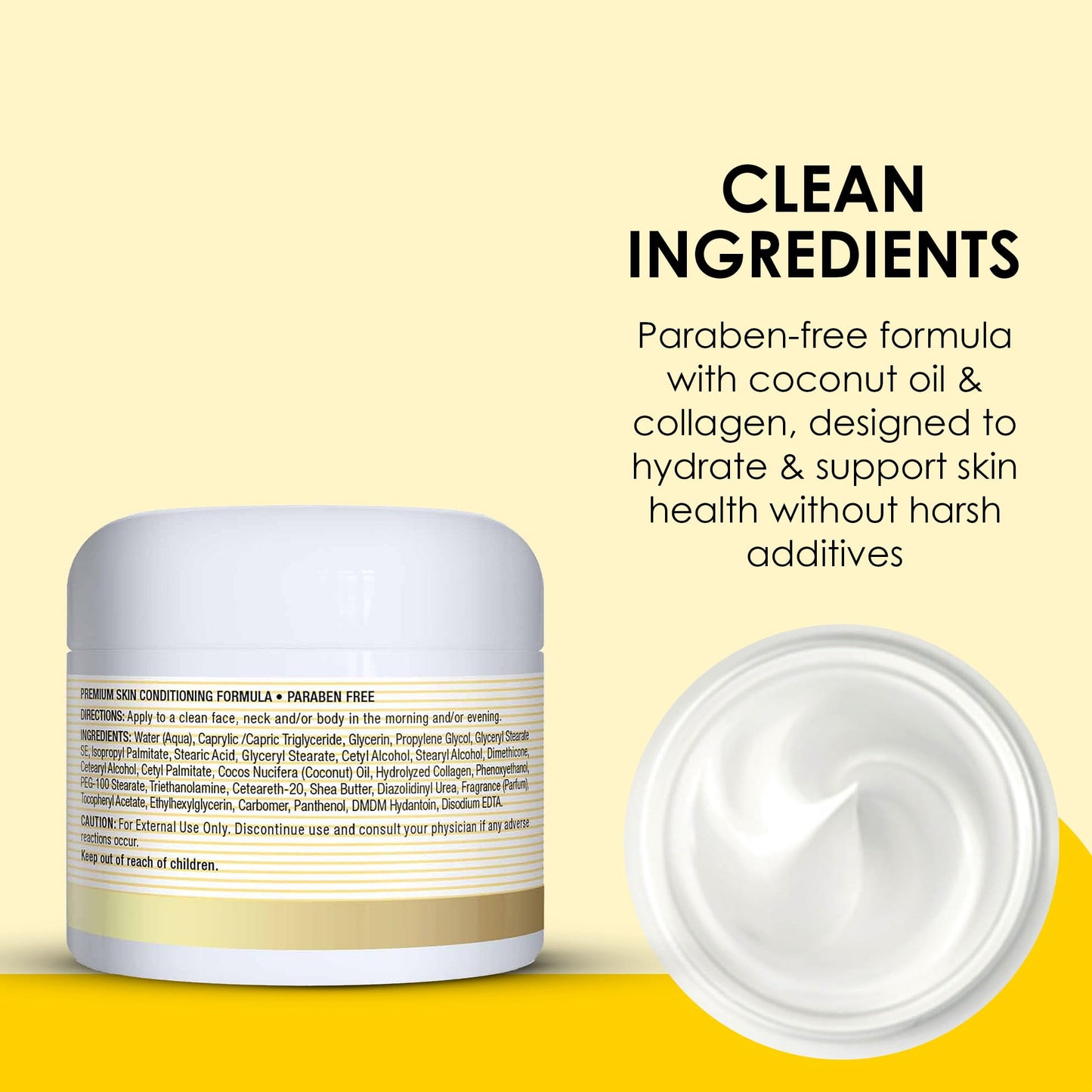 MASON NATURAL Coconut Oil Beauty Cream, Hydrating Moisturizer With Collagen for Smooth & Firm Skin, 2 oz