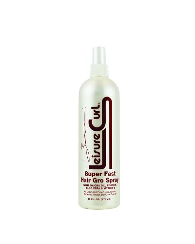 Leisure Curl Super Fast Hair Gro 16 fl oz, Leave-In Spray With Jojoba Oil, Aloe Vera & Vitamin E for Anti-Breakage Natural Healing | Good for All Hair