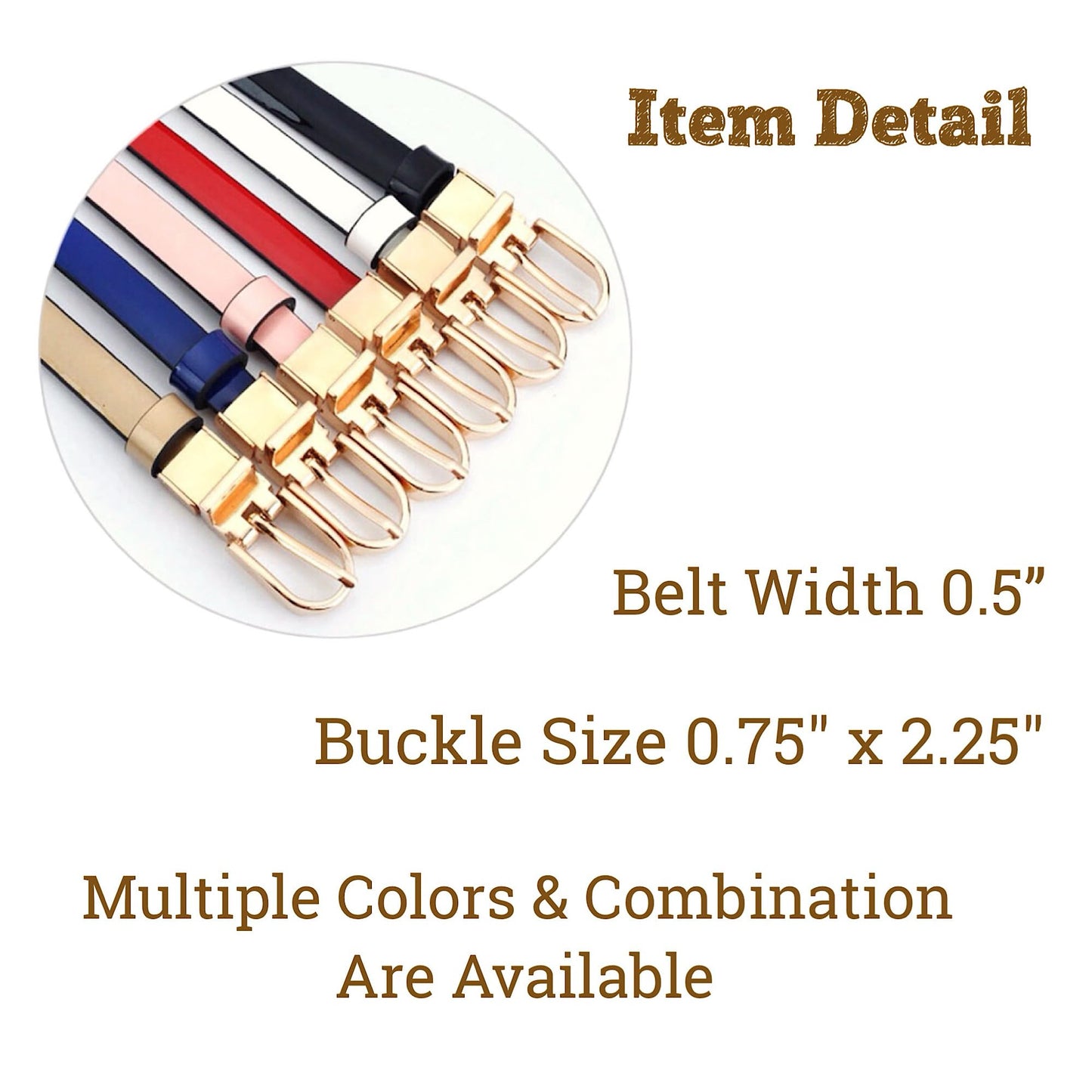 CB Women's Elegant Skinny Patent Leather Belts Waistband Slim Waist Belt With Twist To Convert Gold Color Alloy Buckle, Black