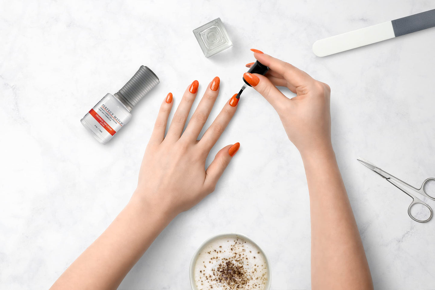 LeChat - Perfect Match Gel Polish - Orange Infusion - Glowing Orange with Pink and Yellow Glitter - (0.5 Ounce) - Easy Application - Soak Off Formula Beauty & Personal Care LECHAT