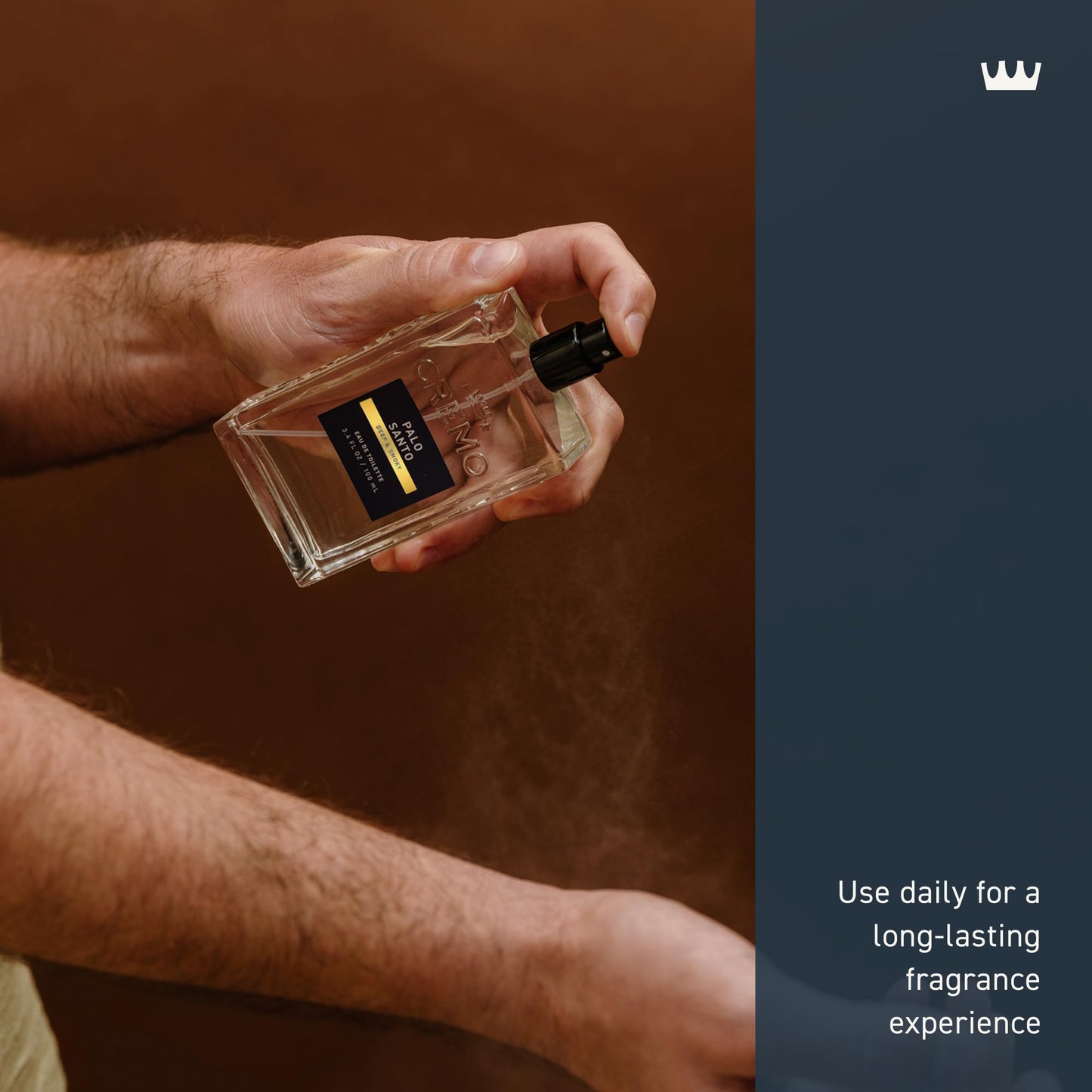 Cremo Cologne for Men – Palo Santo 3.4oz Spray, Bright Cardamom, Dry Papyrus & Aromatic Palo Santo, Long-Lasting Men’s Fragrance