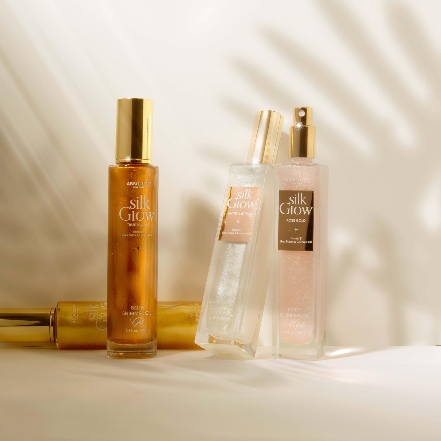 Absolute New York - Silk Glow Shimmer Mist Glow, Radiant, Shimmer Body & Face & Hair, Shea Butter, Coconut Oil, Vitamin E (SBGS03 Champagne Gold Mist