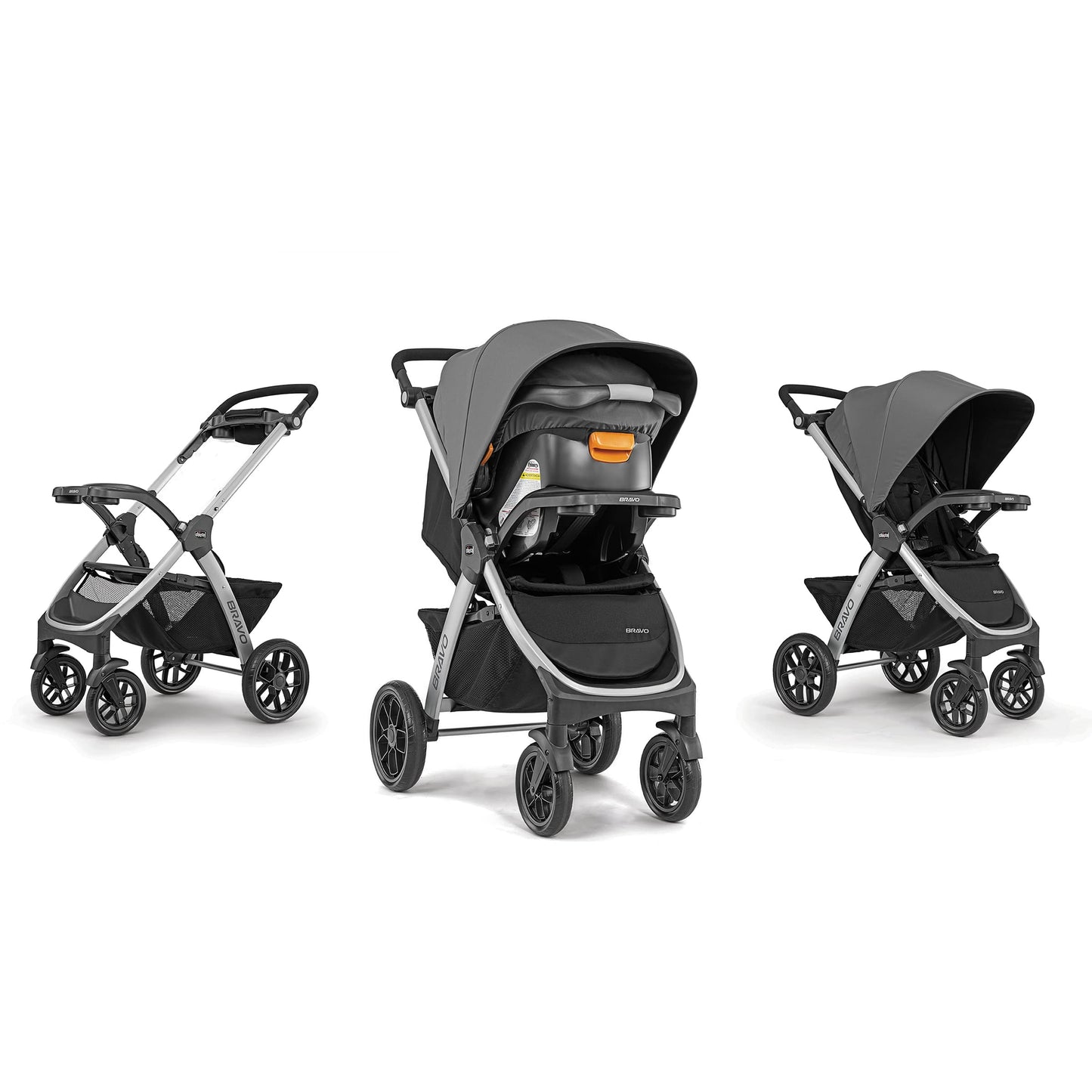 Chicco Bravo 3-in-1 Trio Travel System, Bravo Quick-Fold Stroller with KeyFit 30 Infant Car Seat and Base, Car Seat and Stroller Combo | Camden/Black