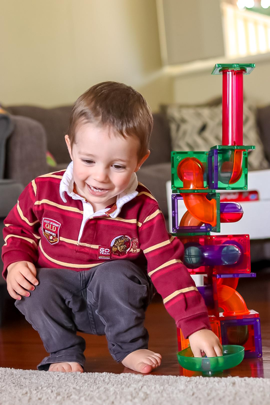 Learn & Grow 88pcs Magnetic Marble Run Expansion – STEM Marble Race Track & Magnet Tile Accessories for Kids Ages 3+ Construction Toy