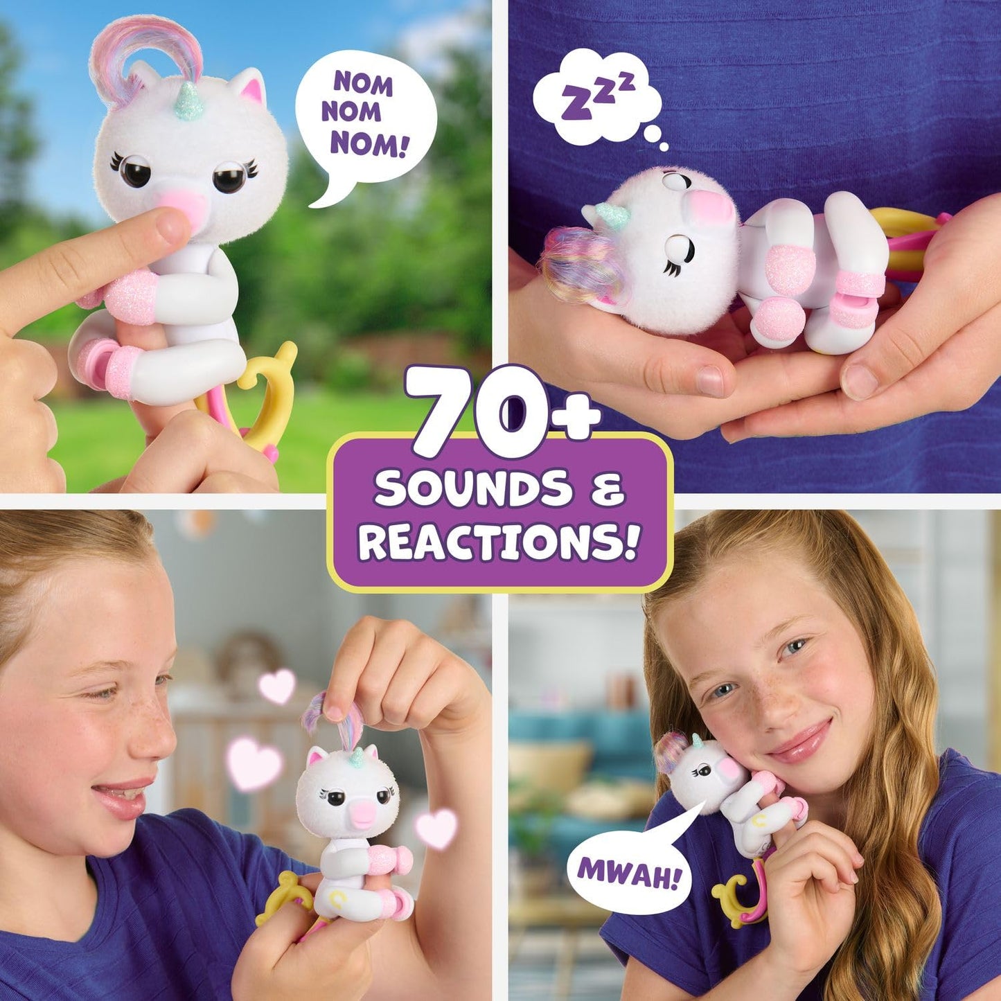Fingerlings 2023 New Interactive Baby Unicorn Reacts to Touch - 70+ Sounds & Reactions - Lulu (White)