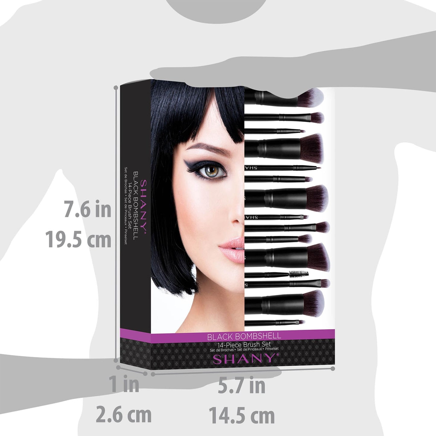 SHANY Makeup Brushes - Black Bombshell - 14-Piece Brush Set - Foundation Powder Concealers Eye Shadows Makeup brushes - Complete Kabuki Makeup Brush