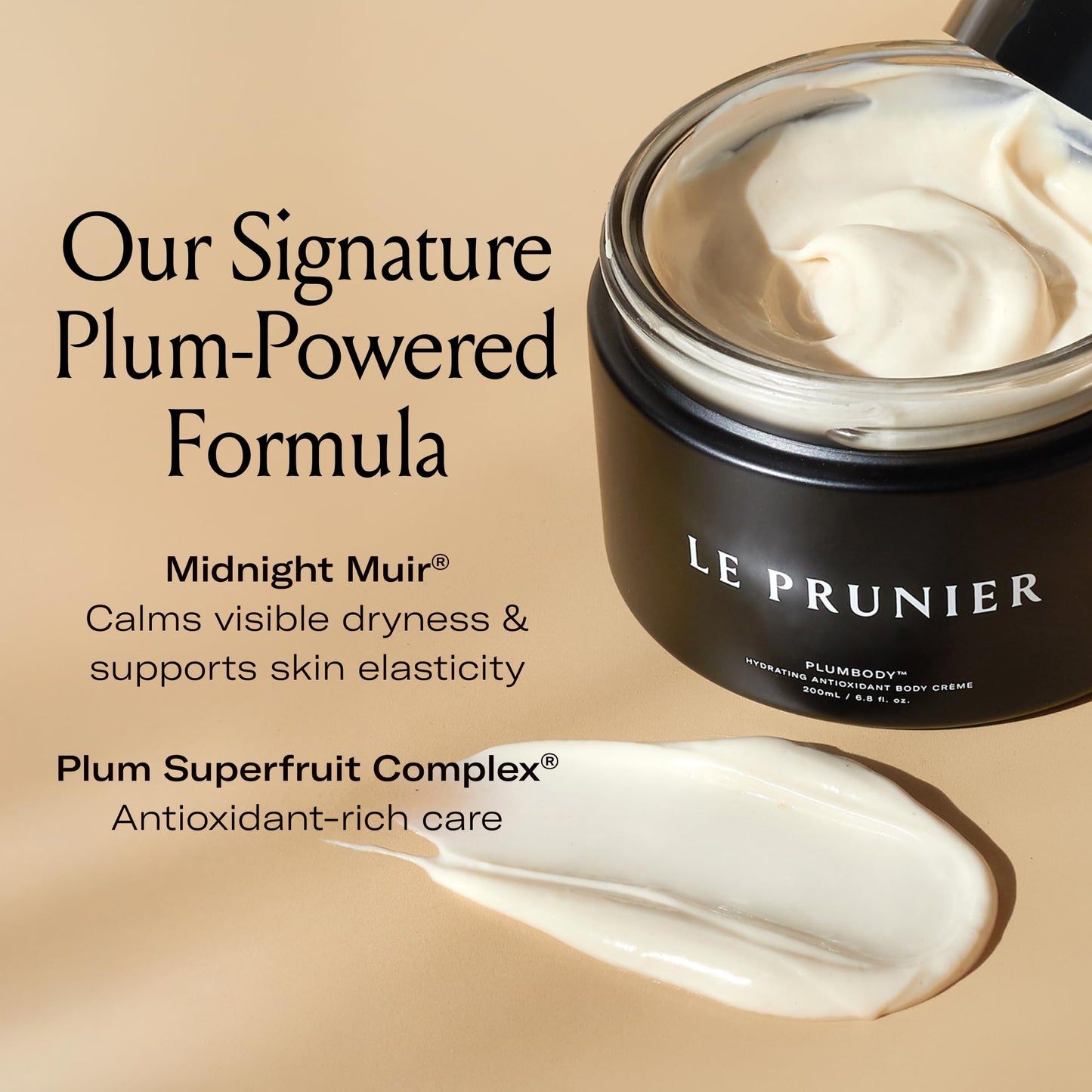Le Prunier Plumbody™ - Clinically Proven Firming & Hydrating Body Cream with Midnight Muir® Plum Extract | Clean Vegan Antioxidant Body Lotion