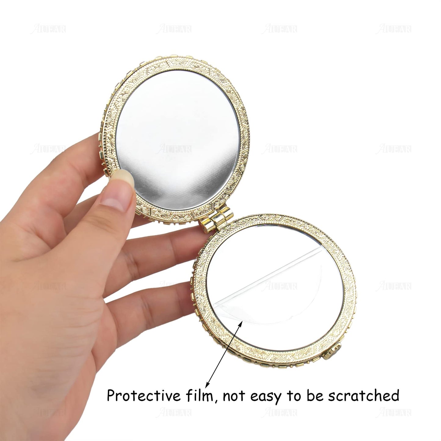 AUEAR, 4 Pack Retro Floral Makeup Compact Small Pocket Purse Mirrors Beauty Handheld Folding Portable Travel for Women Lady