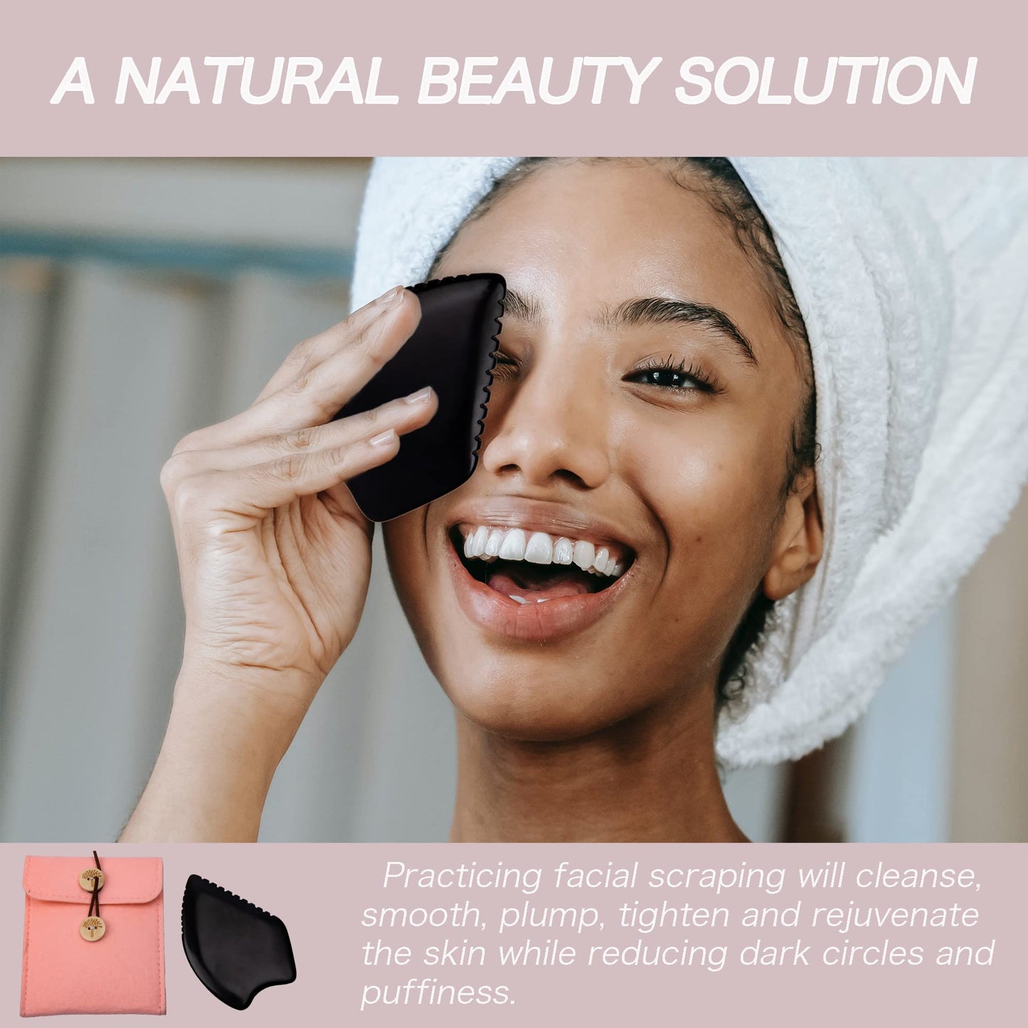 Yuanchupin Gua Sha Facial Massage Tool – BianStone Face & Body Tool for Lymphatic Drainage, Sculpting & Relaxation with Upgraded Tooth Edge