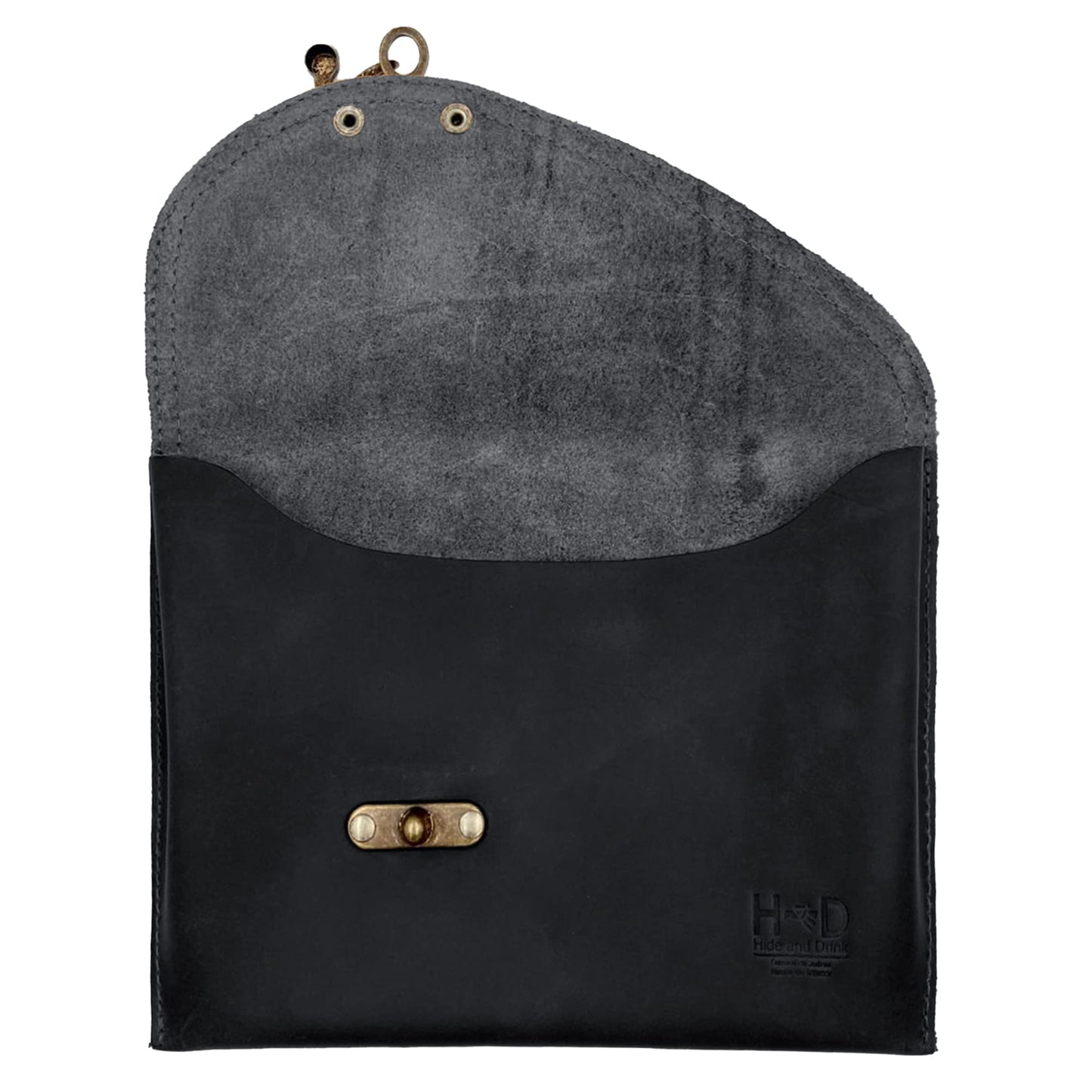 Hide & Drink, Petit Travel Vintage Clutch Bag Handmade from Full Grain Leather, Women's Fashion (Charcoal Black)