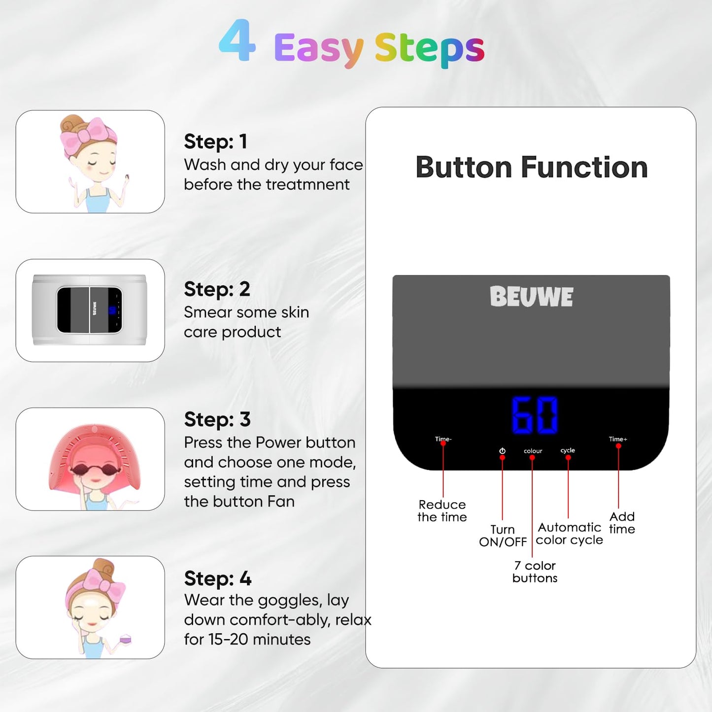 Red-Light-Therapy-for-Face?Led Face Mask Light Therapy Red & Blue Rejuvenation Tool SPA Equipment Led Neck Body Hand Mask for Skincare at Home