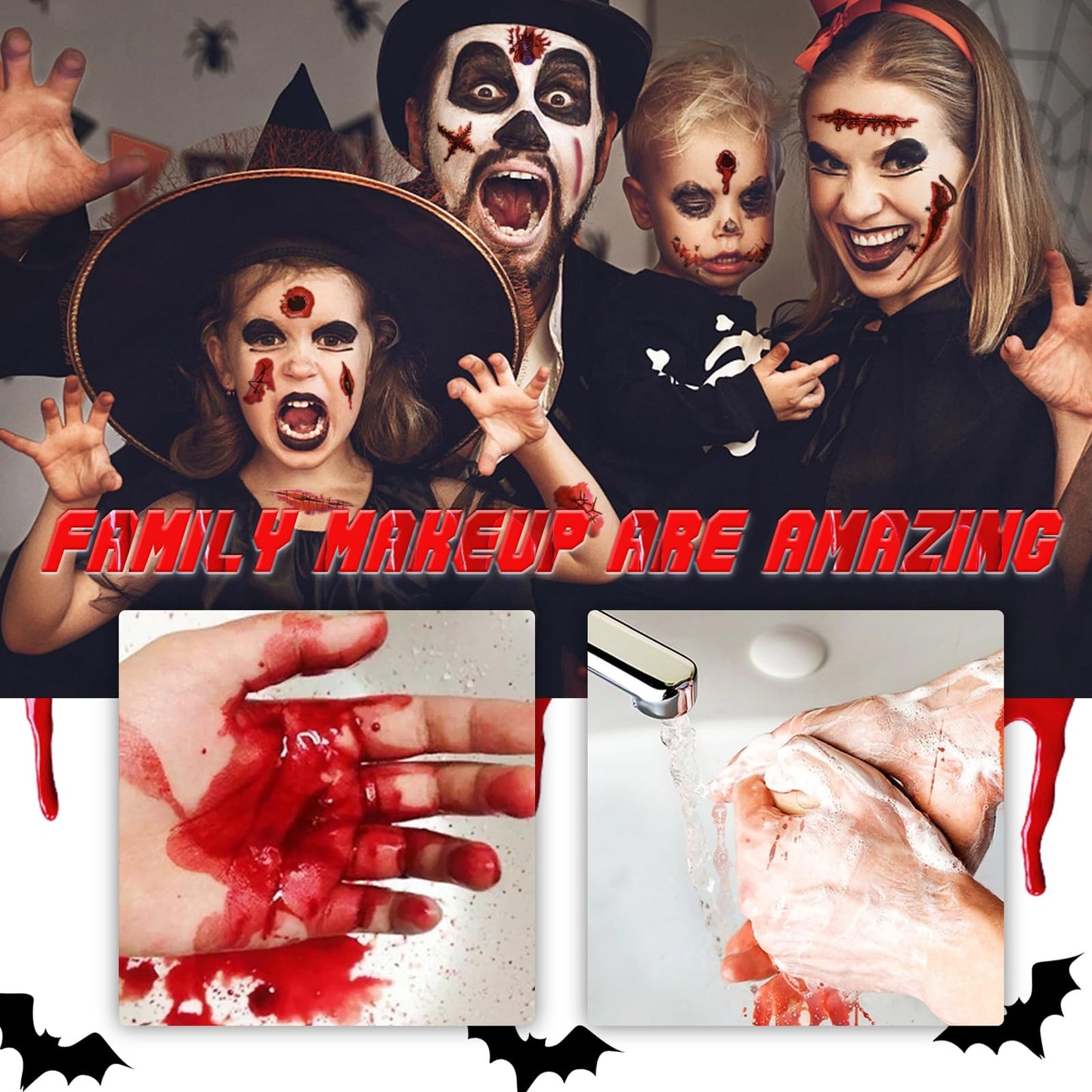 Halloween Fake Blood for Squirt and Drip, Liquid for Clothes, Zombie, Vampire Monster SFX Makeup Face Body Paint