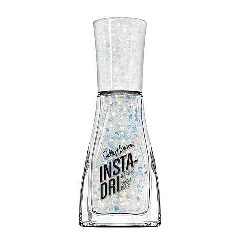 Sally Hansen Insta-Dri Nail Polish | Quick Dry, Long Lasting, Streak-Free Shine | Sheer, Shimmer | 104 Twinkle, Twinkle | White Glitter Nail Color