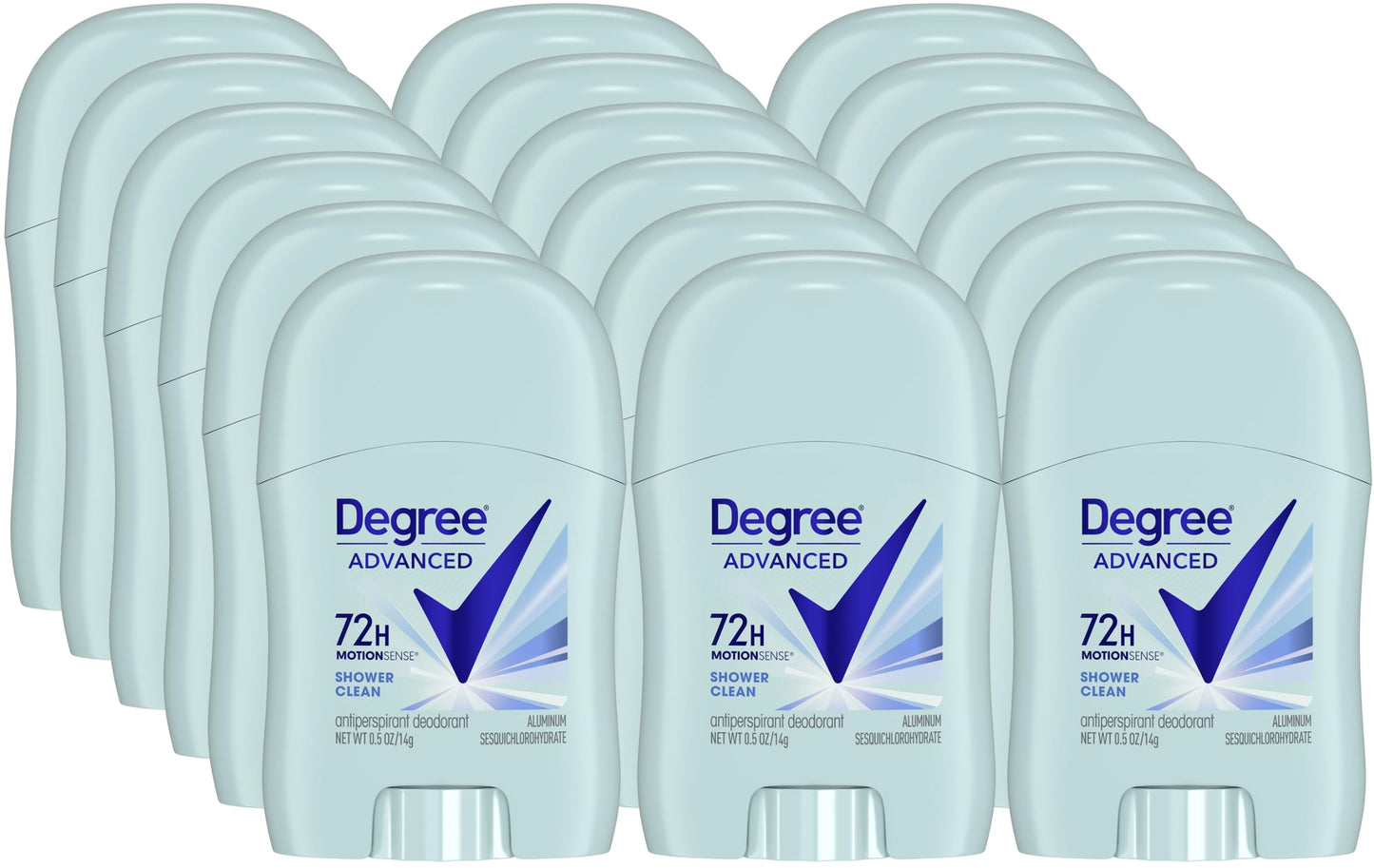 Degree Women’s Travel Deodorant Shower Clean 18-Pack - 72H Body Heat Activated Mini Antiperspirant, 0.5 Oz Ea
