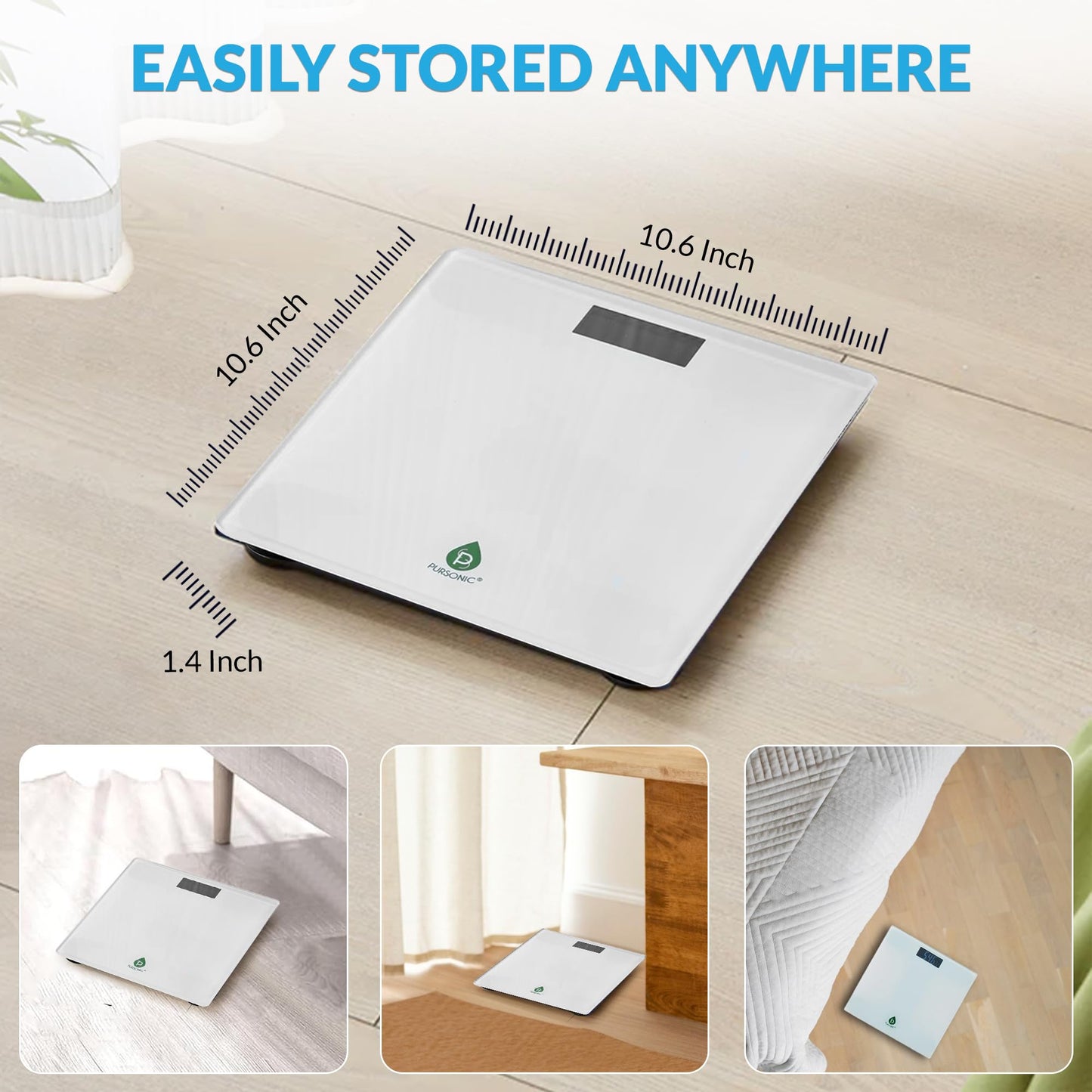 Pursonic Digital Bathroom Scale for Body Weight - 400lb Weight Scale with 5mm Tempered Glass, Clear LCD Display & Auto Shut Off - Accurate & Instant…