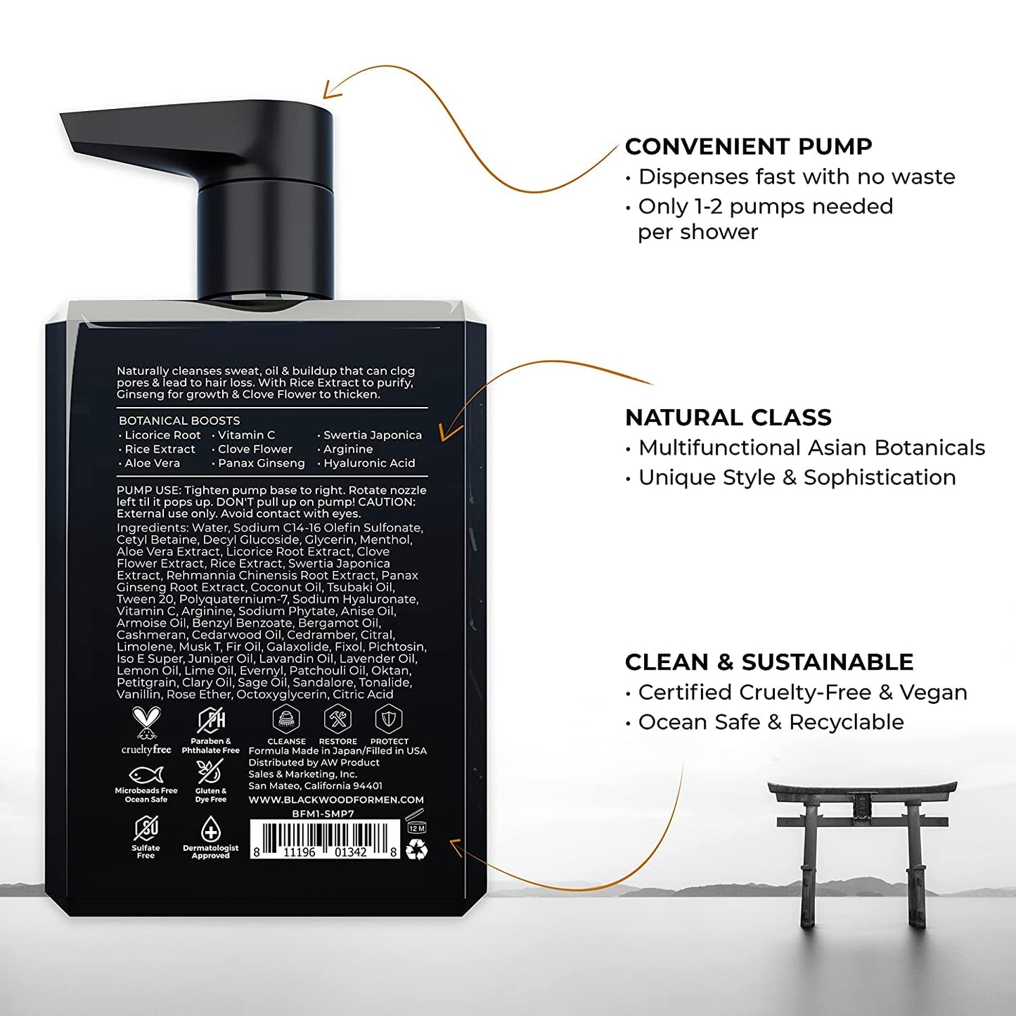 BLACKWOOD FOR MEN Dapper Dad Set including Travel Bag, Active Man Shampoo, Active Man Conditioner, & Pure Moisture Body Wash - Natural Vegan Formula