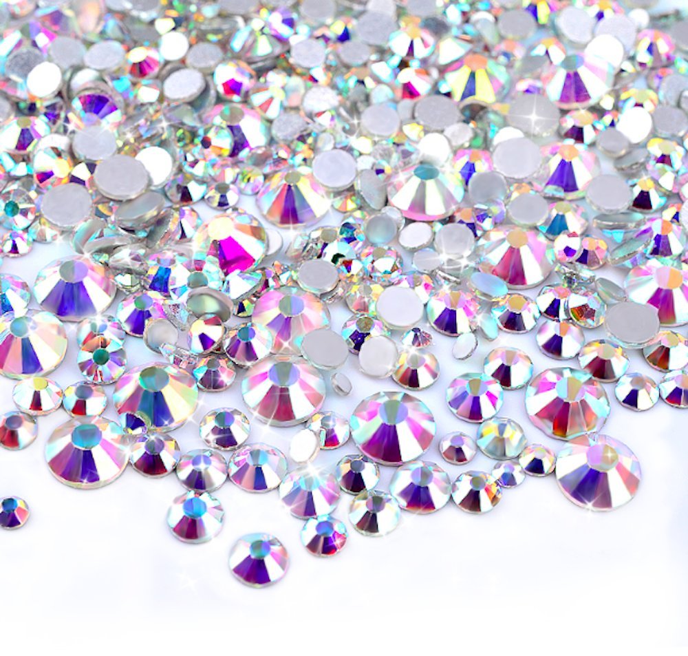 Zealer 1800pcs Crystals AB Nail Art Rhinestones Round Beads Top Grade Flatback Glass Charms Gems Stones for Nails Decoration Crafts Eye Makeup Clothes