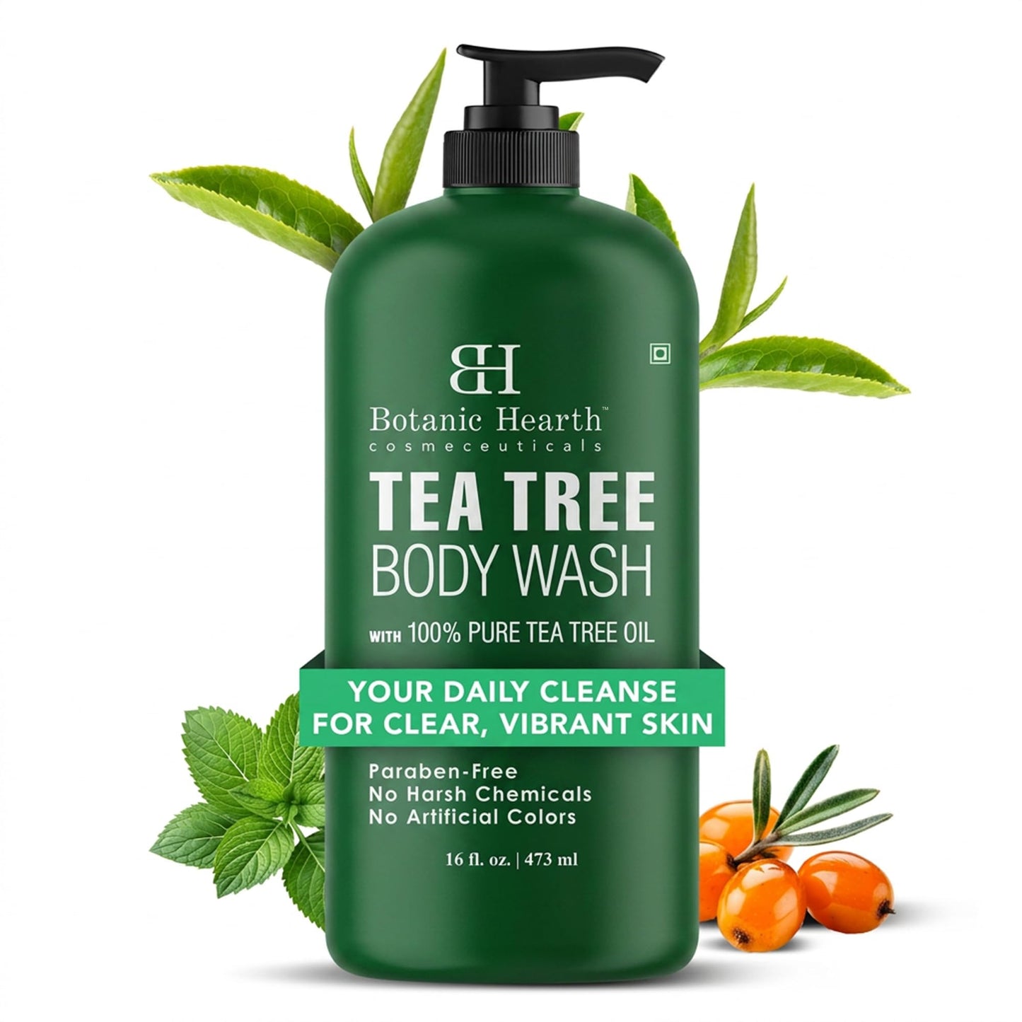 Botanic Hearth Tea Tree Body Wash, 16 Fl Oz (473 ml) | Enriched With Tea Tree Oil, Peppermint & Sea Buckthorn | Gently Cleanses, Refreshes & Nourishes Beauty and Personal Care Botanic Hearth Default Title