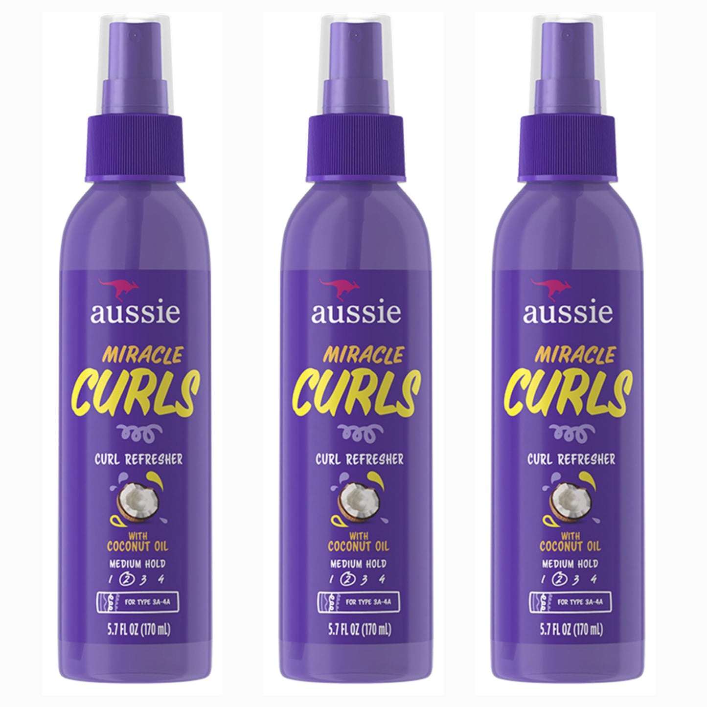 Aussie Miracle Curls Curl Refresher Maximum Hold 5.7 Ounce (170ml) (Pack of 3)