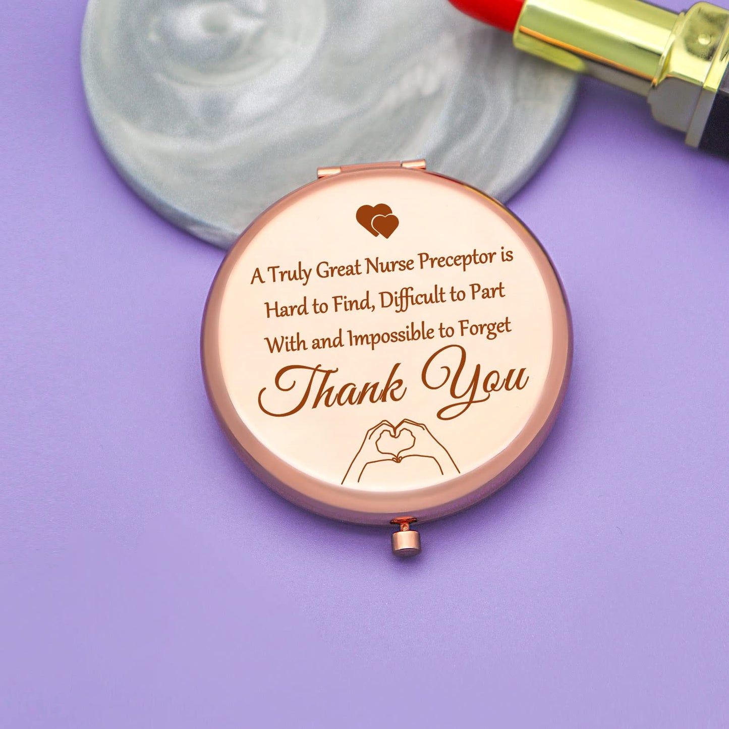 Jielahua Appreciation Gifts for Nurse Preceptor Christmas Birthday Gifts for Nurse Preceptor Rose Gold Compact Mirror Retirement Gift for Nursing