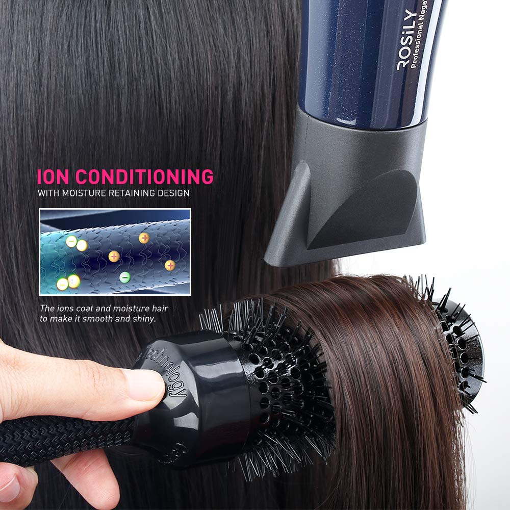 ROSILY Professional 2200W Ionic Ceramic Hair Dryer | Fast Drying Salon Quality Blow Dryer with Nozzle Attachments for Smooth Shine and Silky Hair |