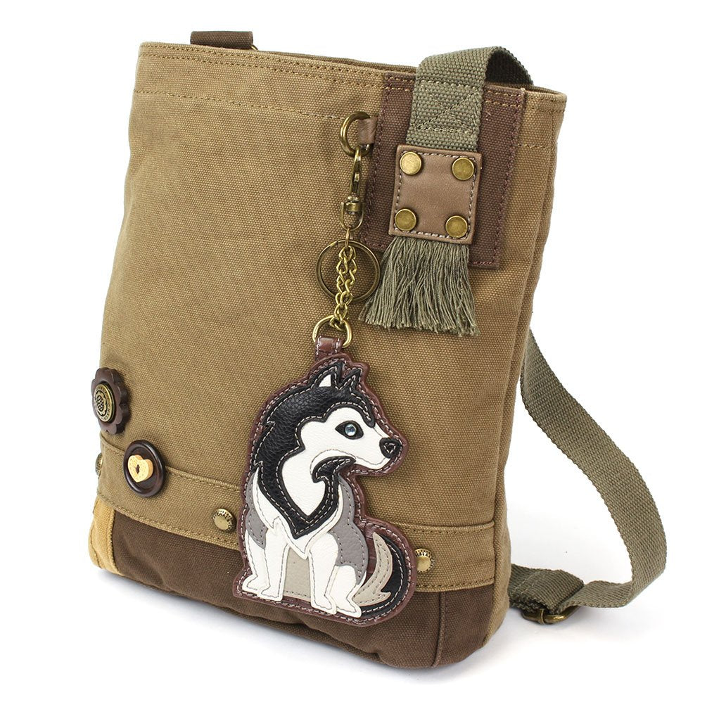Chala Patch Cross-Body Women Handbag, Olive Canvas Messenger Bag - Husky