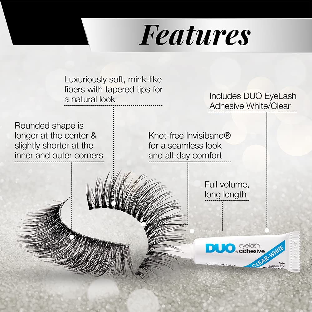 Ardell 3D Faux Mink Lashes 863 with DUO Lash Adhesive Pipette, 1g - Long-Lasting, Natural Look False Eyelashes, 1 Pack
