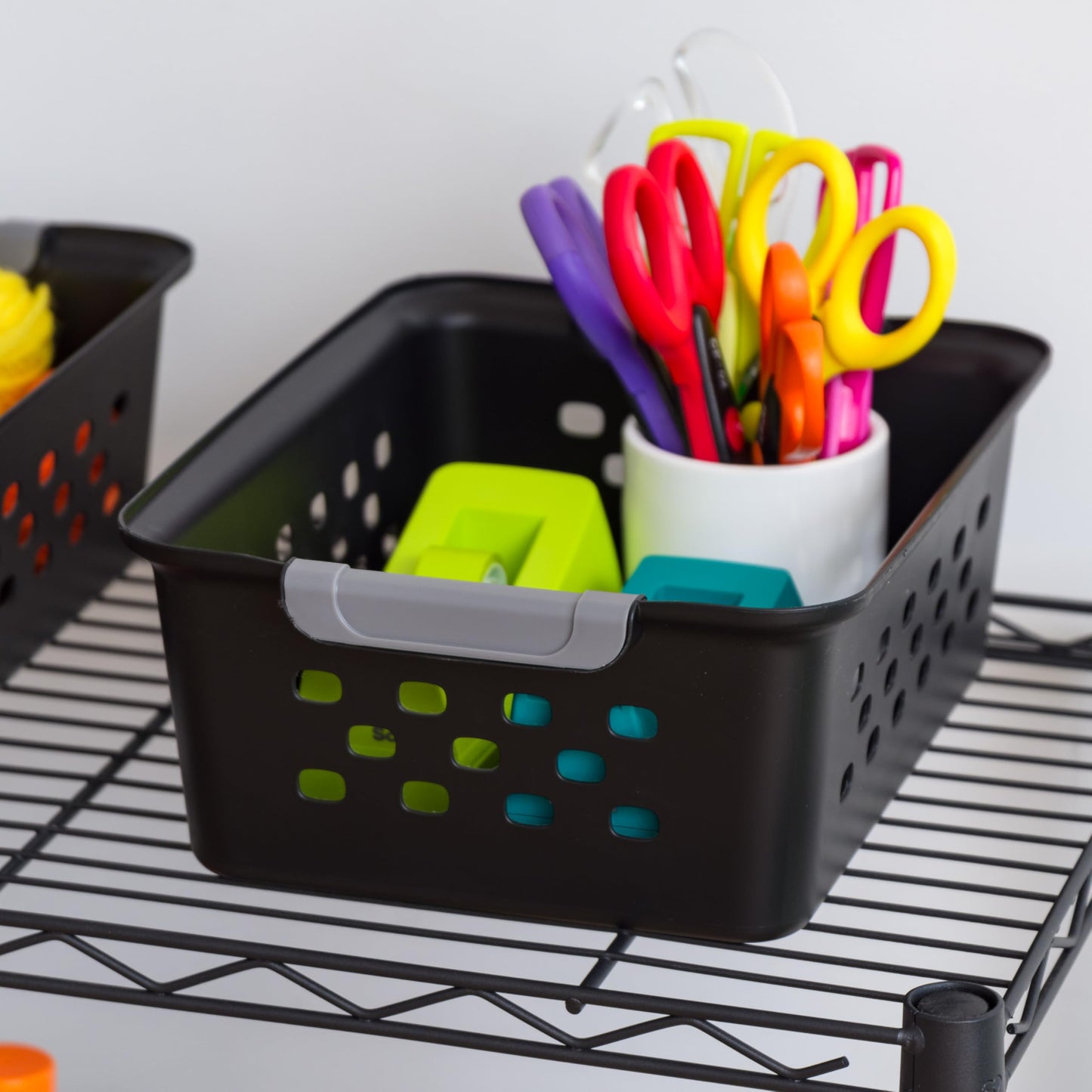 IRIS USA Plastic Storage Baskets, 12-Pack, Made in USA, Shelf Baskets Small Baskets Organizing Bins For Pantry Countertops Closet Shelves Office…