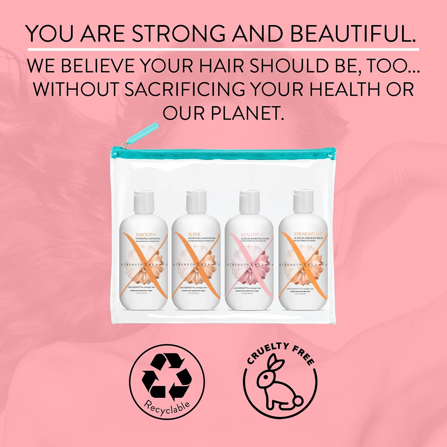 Strength x Beauty 4 pc. Keratin Infused Straightening Kit | Thick, Coarse or Curly Hair