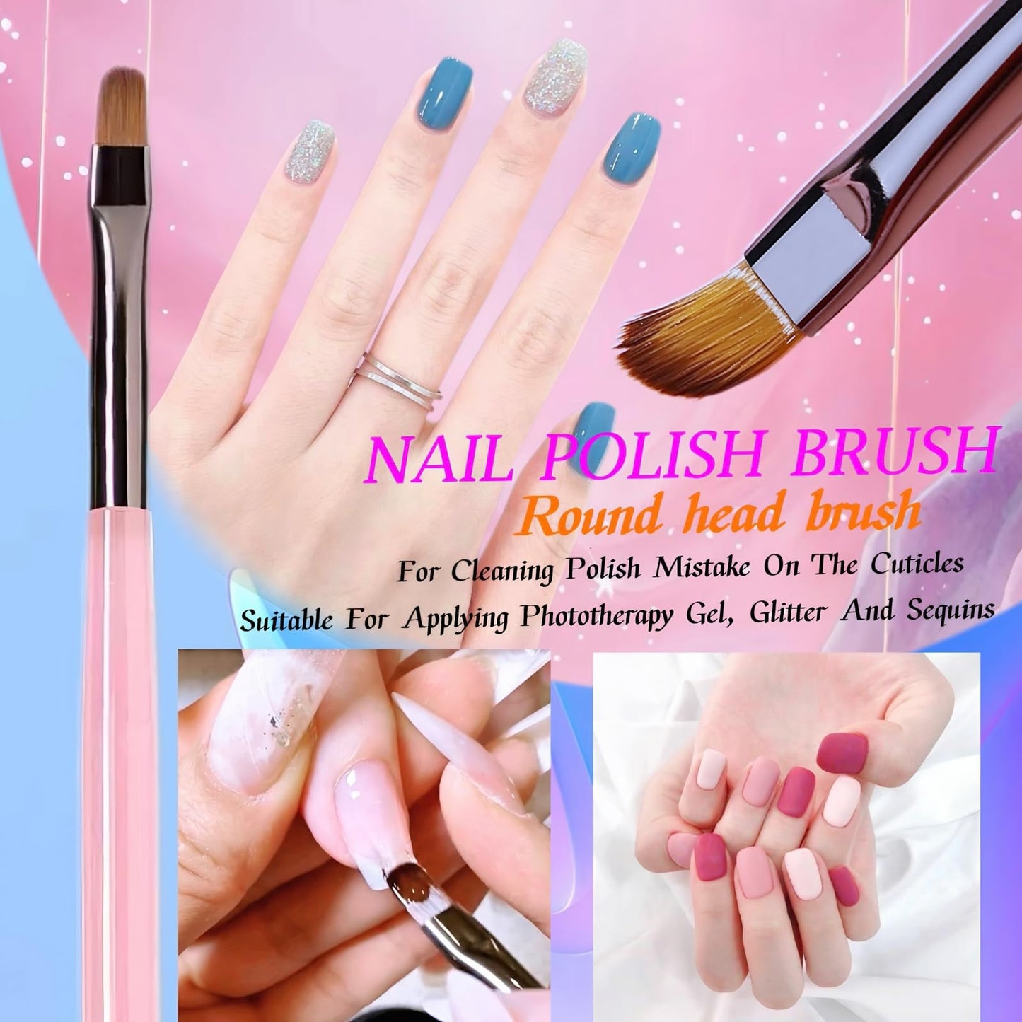 8Pcs Nail Art Brushes Set, 5 Art Liners & 3 Multi-Shape Gel Builder Brushes Beauty and Personal Care Lykjdnz