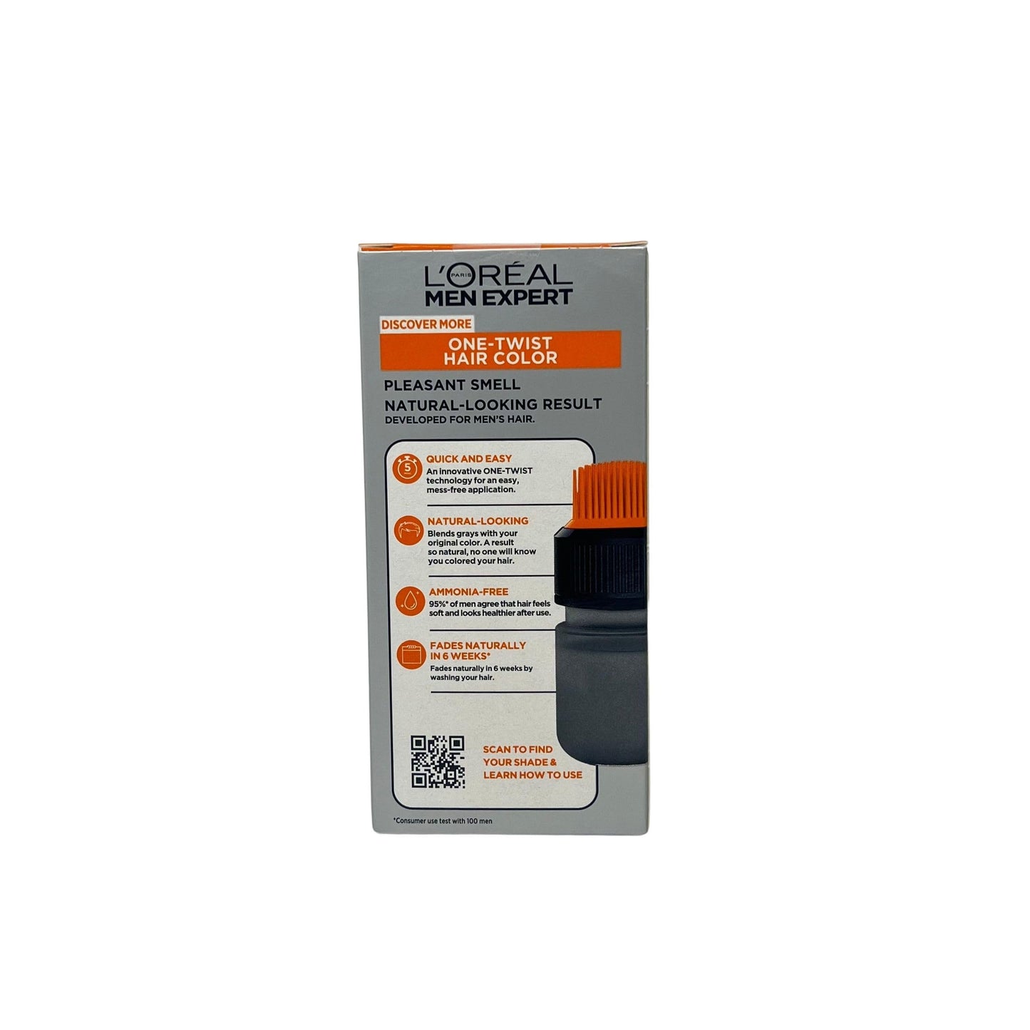 L’Oreal Paris Men Expert One Twist Mess Free Permanent Hair Color, Mens Hair Dye to Cover Grays, Easy Mix Ammonia Free Application, Real Black 02, 2