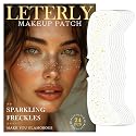 Leterly 24 Pcs Glitter Freckles Face Tattoo,Gold Face Glitter Makeup Patches Cute Sparkle Freckles Patches Waterproof Makeup Speckles for Face