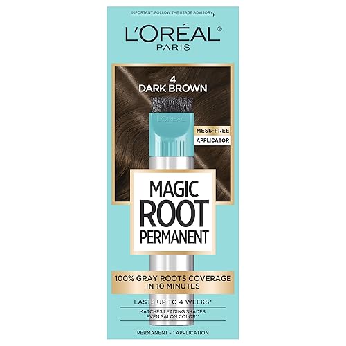 L'Oreal Paris Magic Root Permanent Hair Color Kit, 100% Gray Hair Coverage In Just 10 Minutes, Precision Brush Applicator for Seamless Application, 4