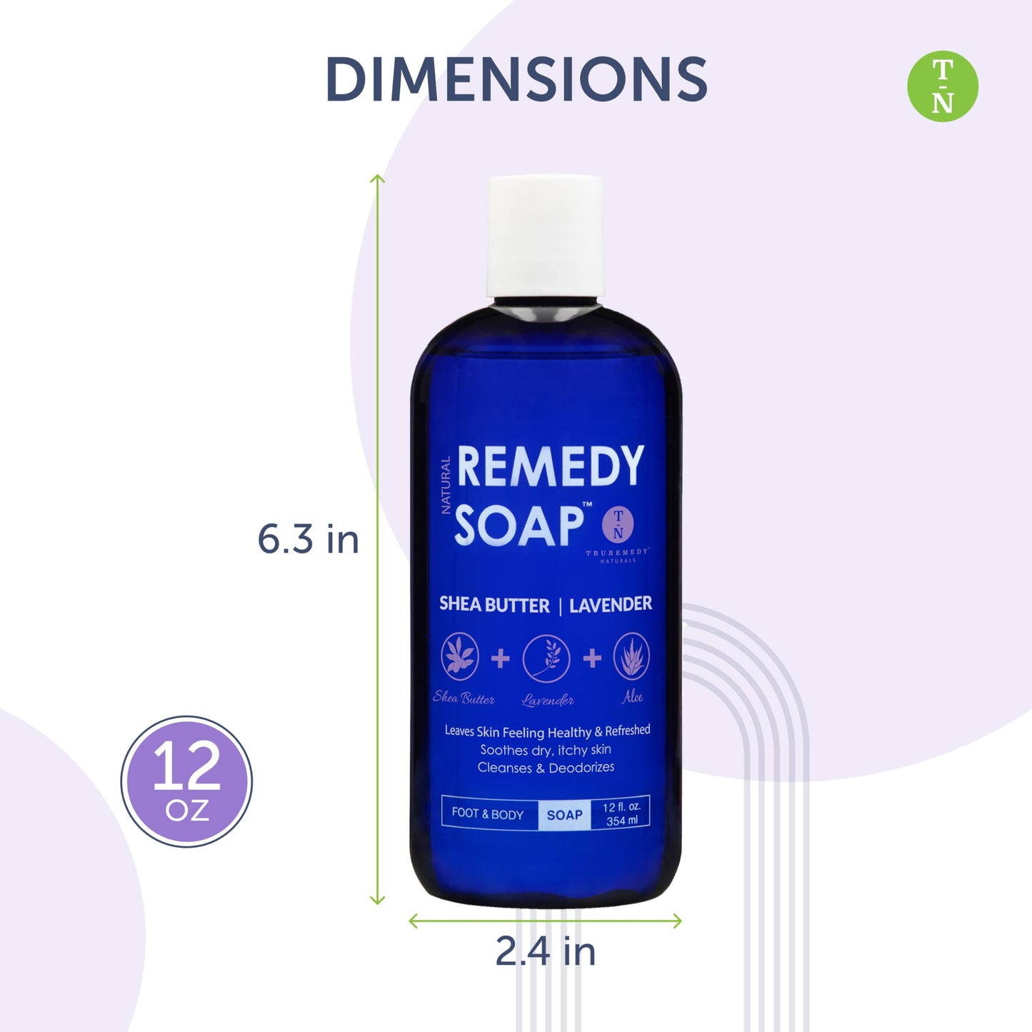 Truremedy Naturals Lavender Shea Butter Body Wash for Women - Aloe Lavender Body Wash with Shea Butter - Soothing Soap for Dry Skin - Hydrating