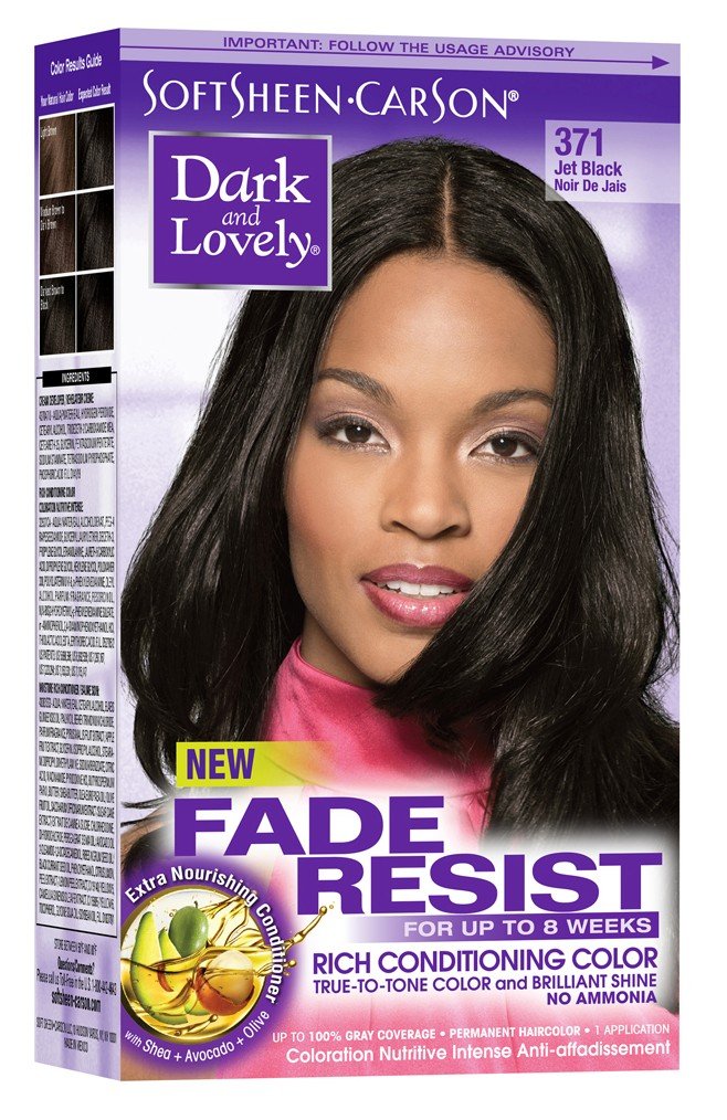 Dark & Lovely Long-Lasting True-to-Tone Colour, Permanent, Jet Black 371 (Pack of 3)