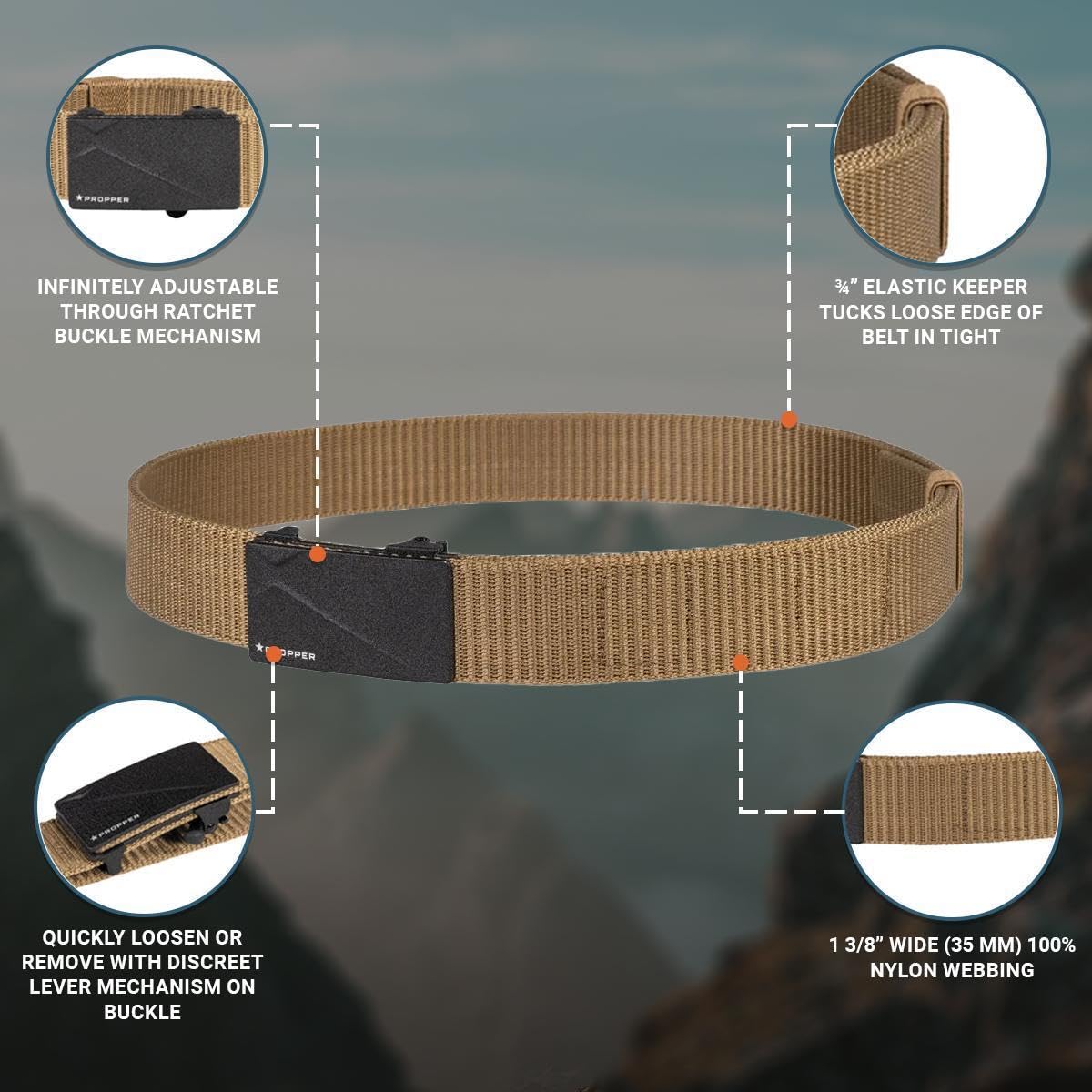 Propper Ratchet Buckle Tactical Belt, Coyote, Large
