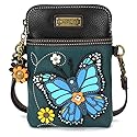 CHALA Garden Animal Collection Cell Phone Crossbody Purse-Women PU Leather/Canvas Multicolor Handbag with Adjustable Strap - Blue Butterfly…