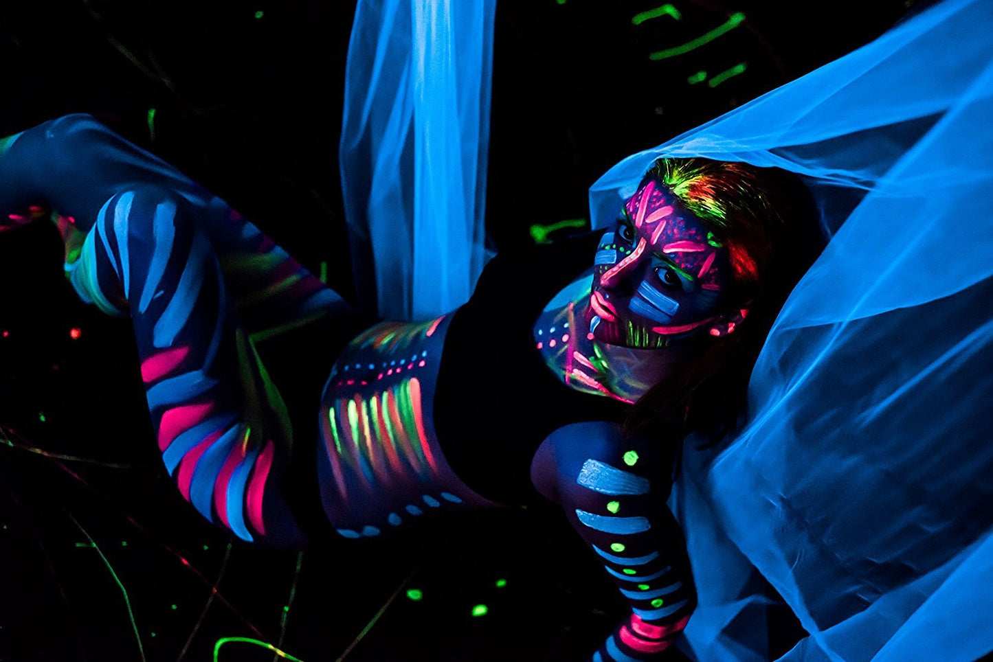 Midnight Glo UV Neon Face & Body Paint Glow - Blacklight Reactive Fluorescent Paint - Safe, Washable, Non-Toxic, Great For Raves, Parties, Festivals