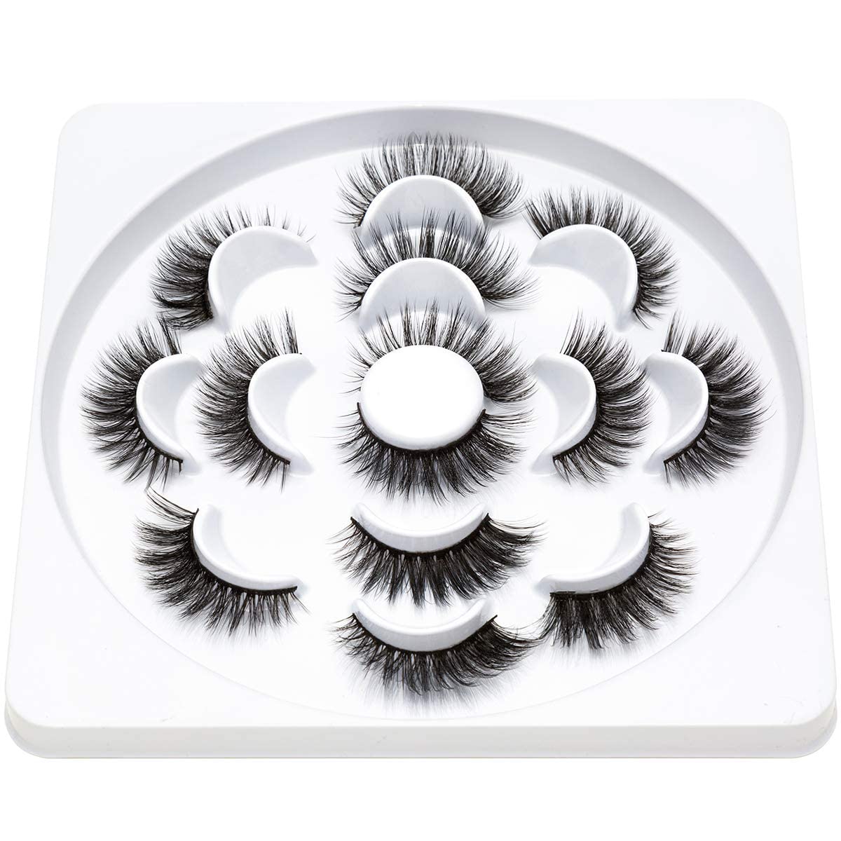 Lymzie 7 Pairs False Eyelashes 3D Faux Mink Eyelashes, Dramatic Look Wispy Fake Eyelashes, Long Fluffy Extension Natural Lashes Pack