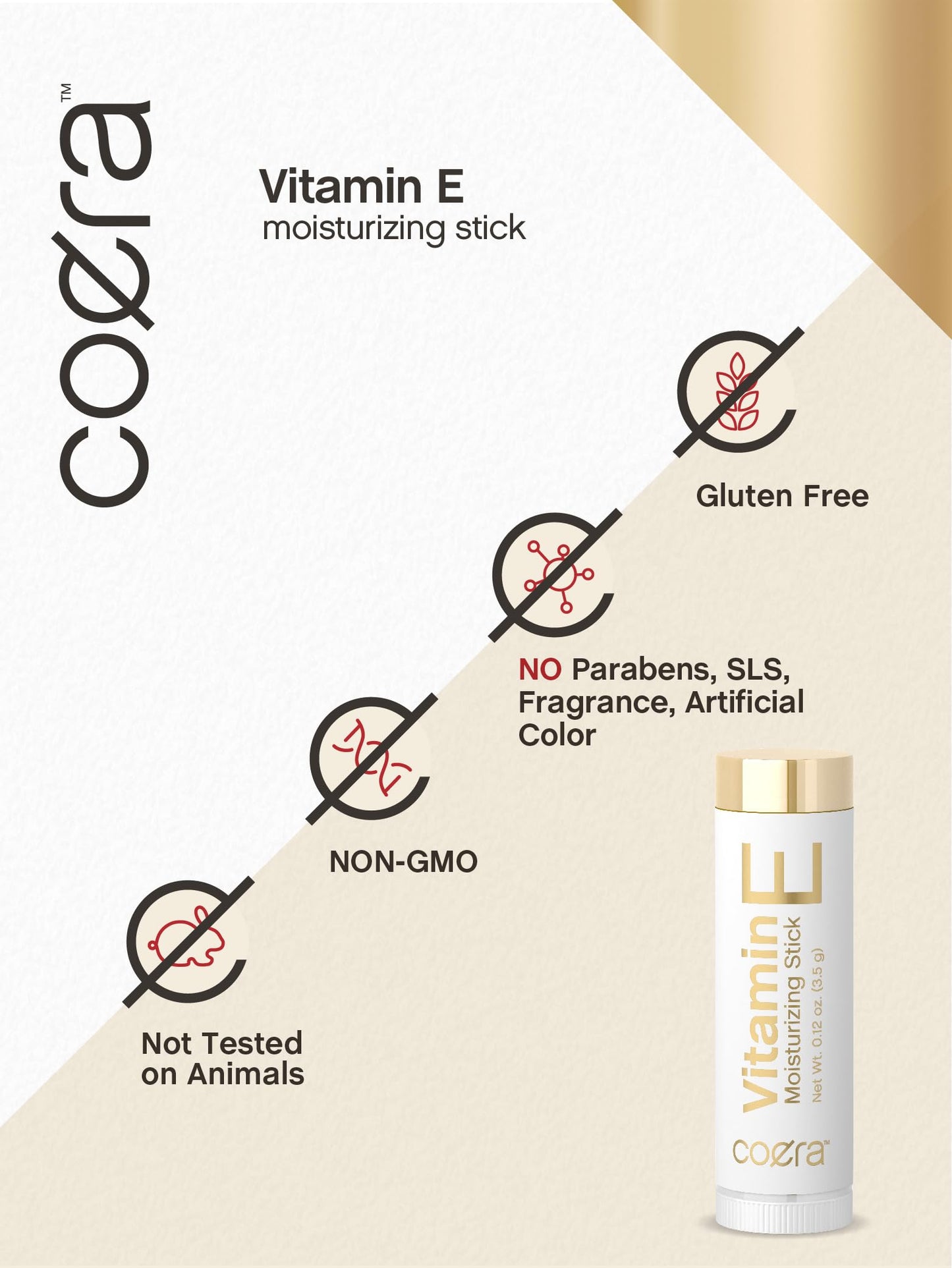 Coera Vitamin E Moisturizing Stick for Lips | .12 oz (2 Pack) | Hydrating & Nourishing Moisturizer | Free of Parabens, SLS & Fragrances