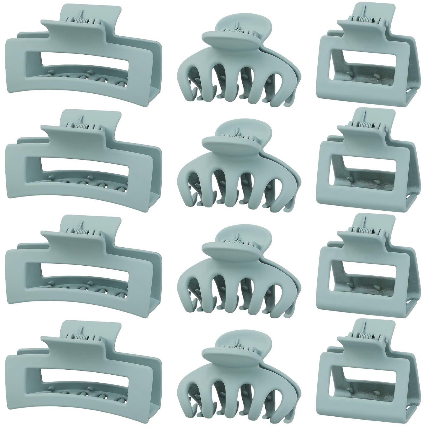 Small Medium Claw Clips for Women, 3 Styles Hair Clips for Thick and Thin Hair, Non-slip Strong Hold, 12 Pcs (Blue) Beauty and Personal Care PAOFUPOS Default Title