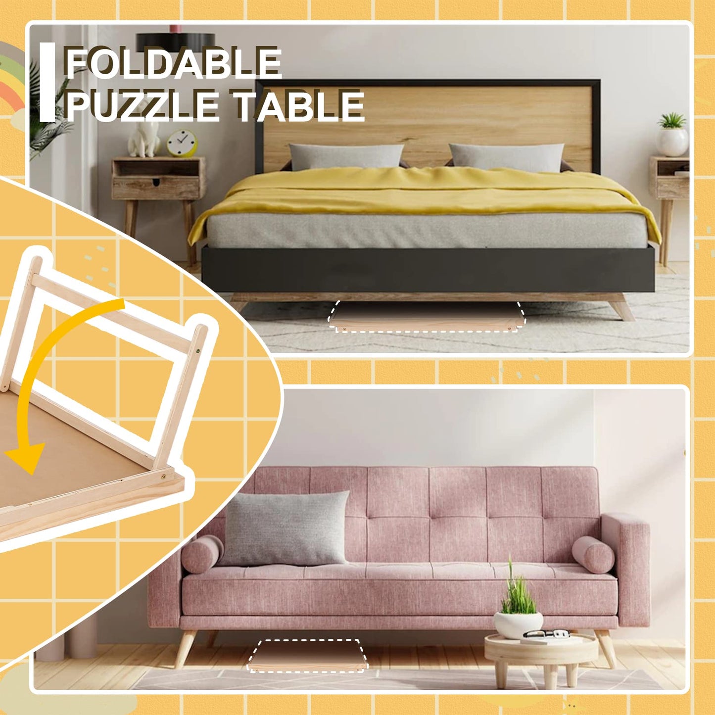 Yacona 1500 Piece Puzzle Board – 34.3"x26.5" Jigsaw Table with 4 Drawers & Cover, Portable Folding Legs, No Installation Needed