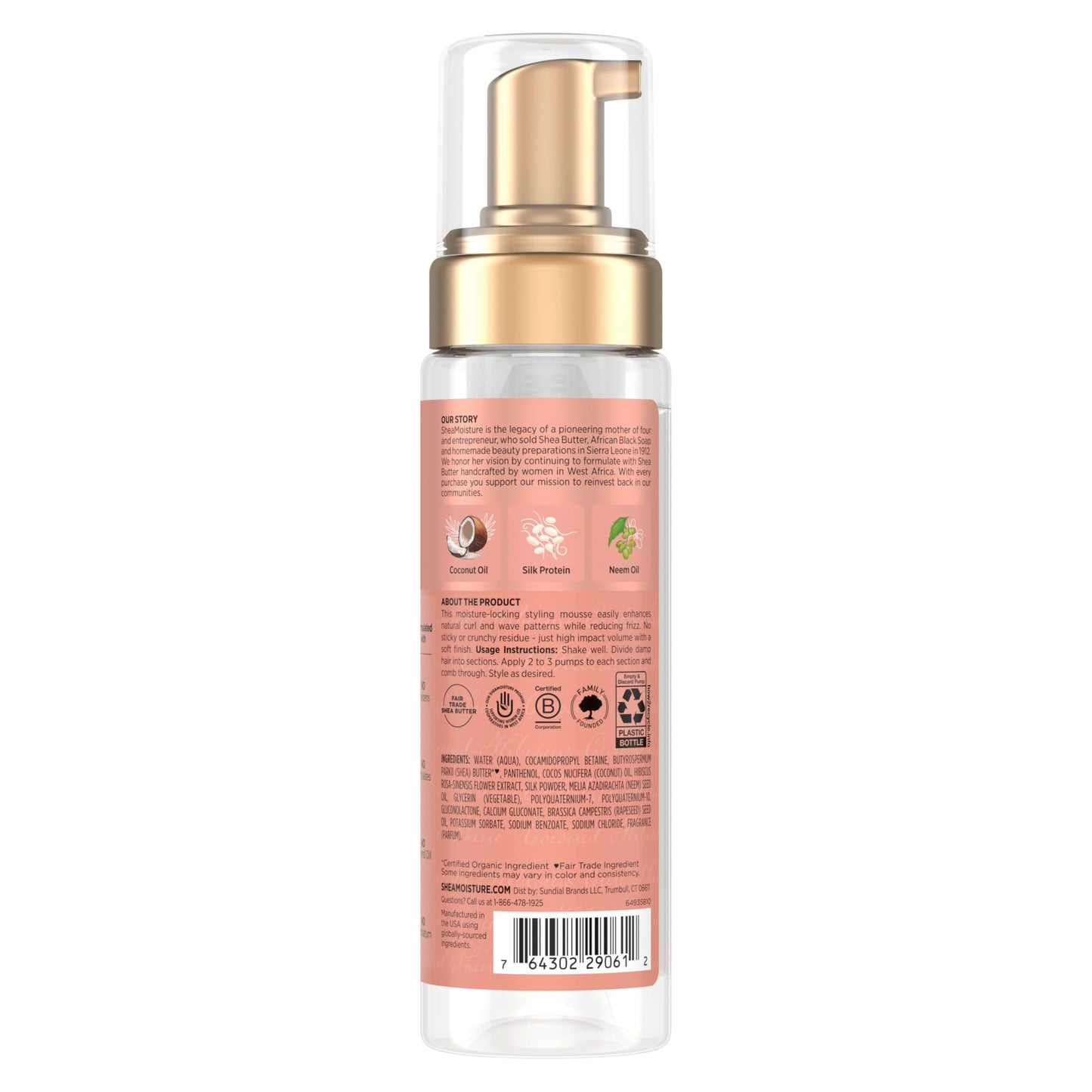 SheaMoisture Curl Mousse Coconut and Hibiscus for Frizz Control Styling Mousse with Shea Butter 7.5 oz