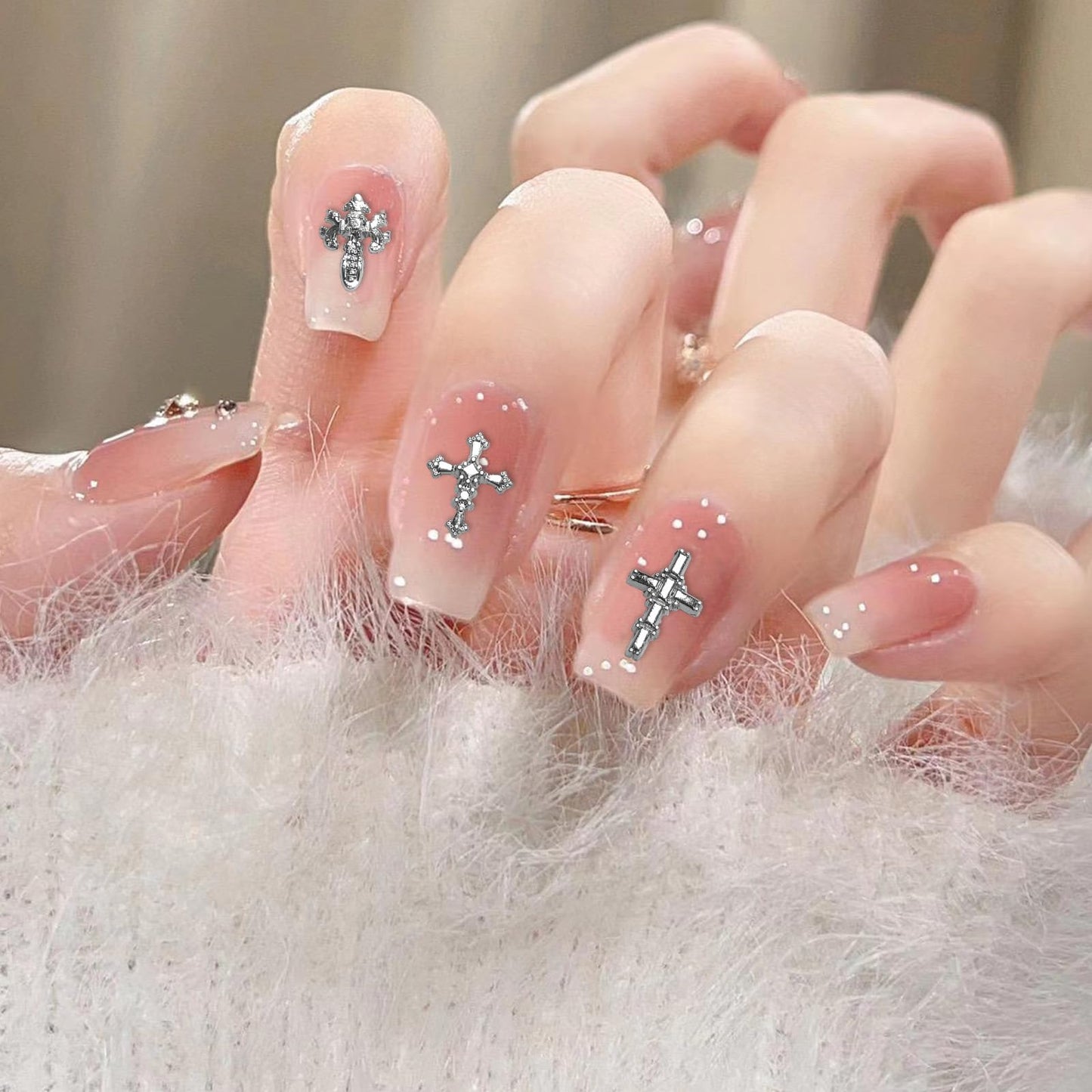 3D Alloy Metal Crystal Cross Nail Charms - 60 Pcs Ideal for Women and Girls' DIY Punk Nail Art, with Rhinestones, Great for Salons & Fashion Events Beauty & Personal Care hongliang