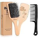 Bsisme Hair Brush-Boar Bristle Hairbrush with Detangling Pins Wooden Paddle Detangler Hairbrush for Women Men Reduce Frizz Dry Restore Natural Shine