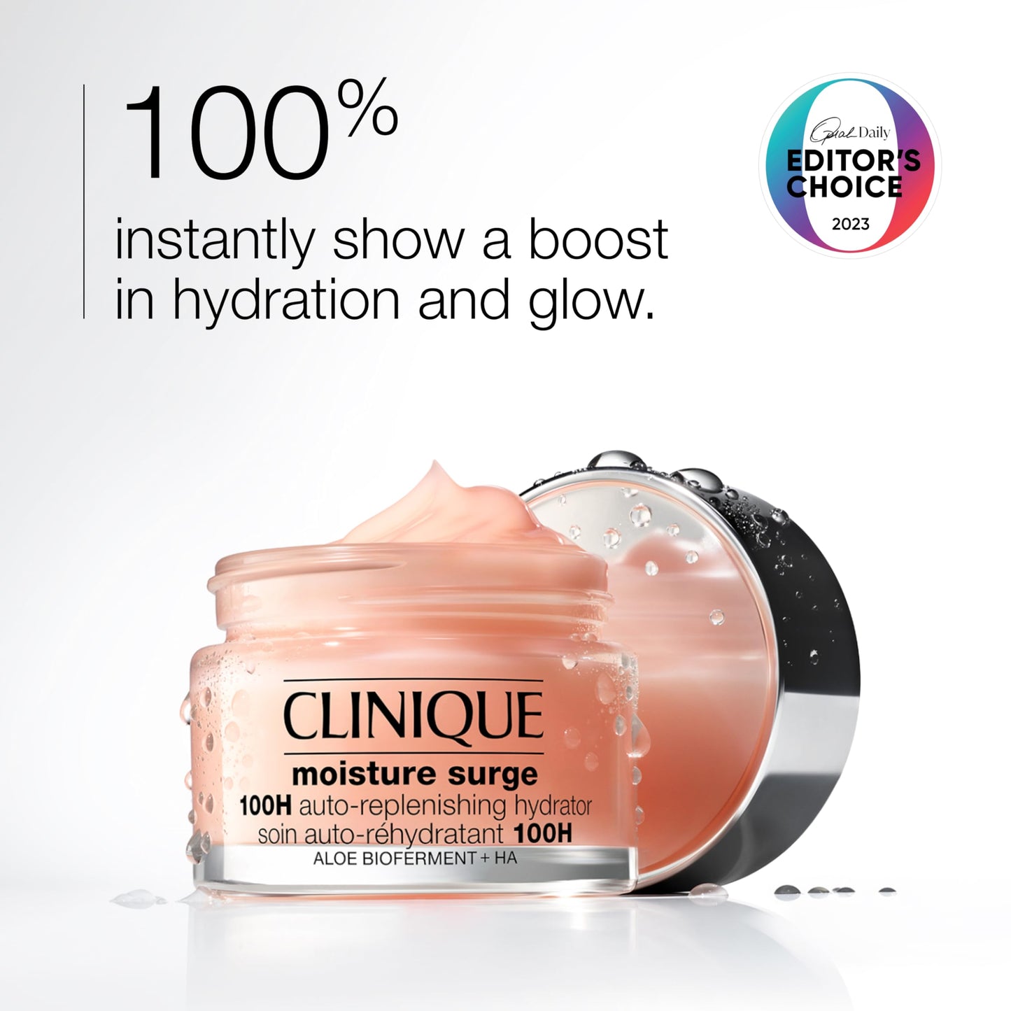 Clinique Moisture Surge 100H Auto-Replenishing Hydrator Oil Free Face Moisturizer | With Hyaluronic Acid, Aloe Bioferment and Vitamins C + E |