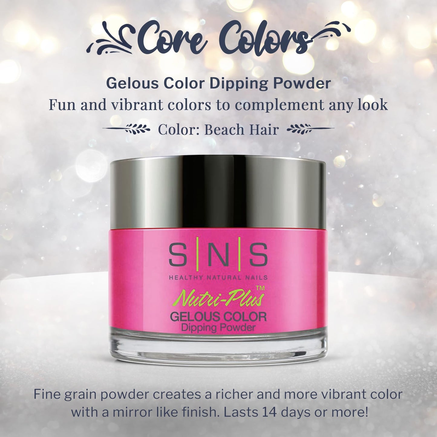SNS Nail Dip Powder, Gelous Color Dipping Powder - Beach Hair (Pink/Magenta, Cream) - Long-Lasting Dip Nail Color Lasts 14 Days - Low-Odor & No UV Beauty & Personal Care SNS Healthy Natural Nails