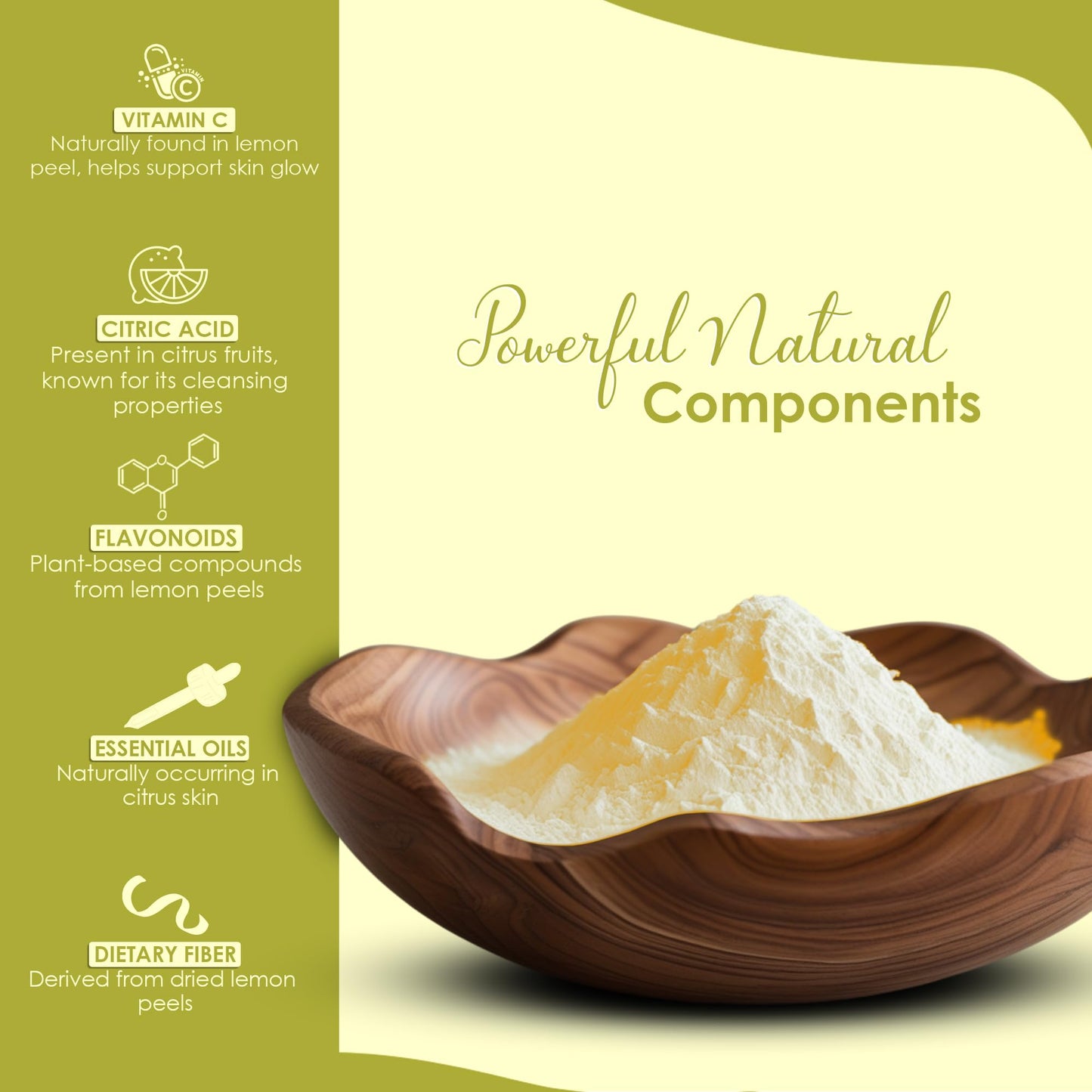 Lemon Peel (Citrus Limon) Powder by mi nature| 100% Pure and Natural | 227g,(8oz), (1/2 lb) | Vegan | Non-GMO | For Skin care | Used for Soap making |