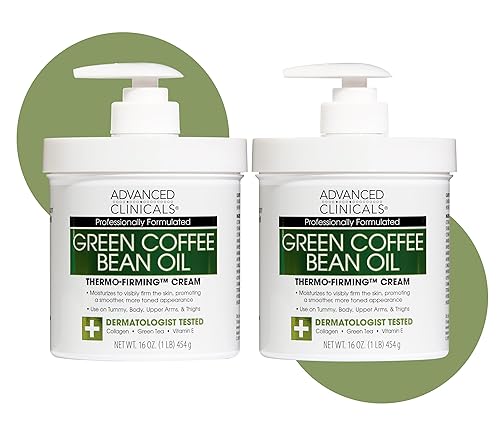 Advanced Clinicals Green Coffee Bean Thermo - Firming Body Lotion | Caffeine Infused Collagen Cream Moisturizer & Body Cream For Women, Stomach, Legs